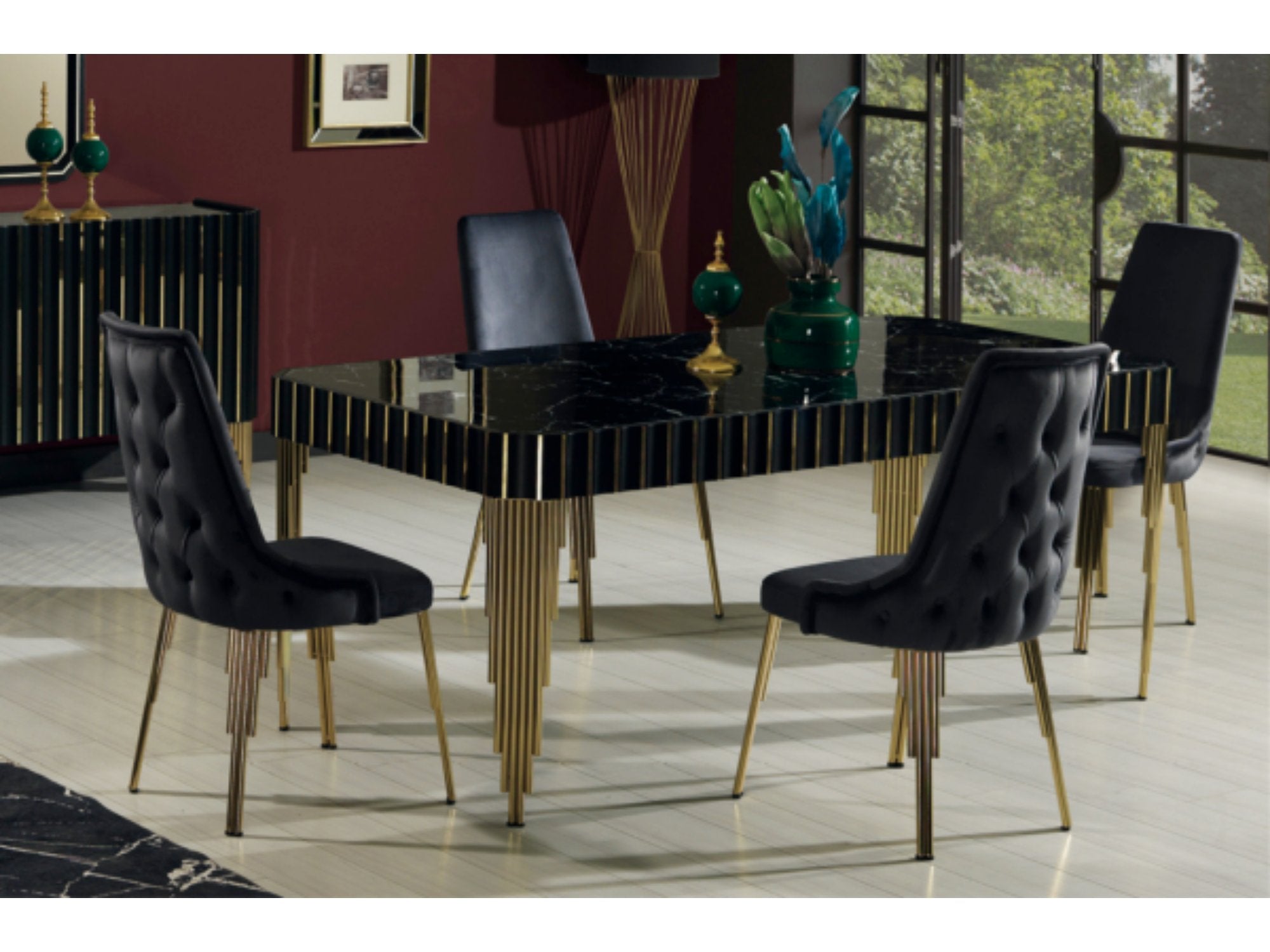Lotus Diningroom Set (Table & 6 Chair & Console With Mirror)