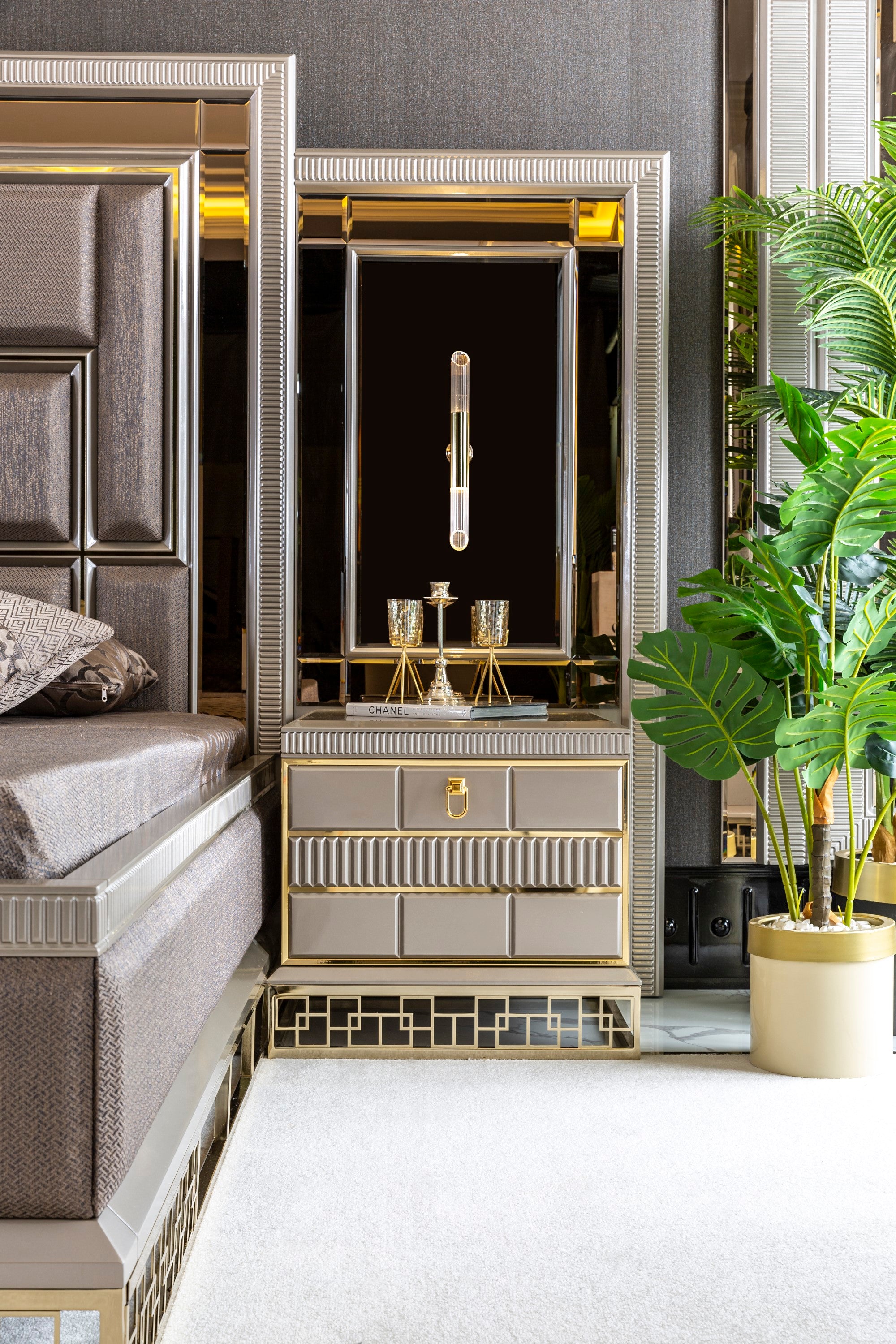 Versace Nightstand With Back Panel