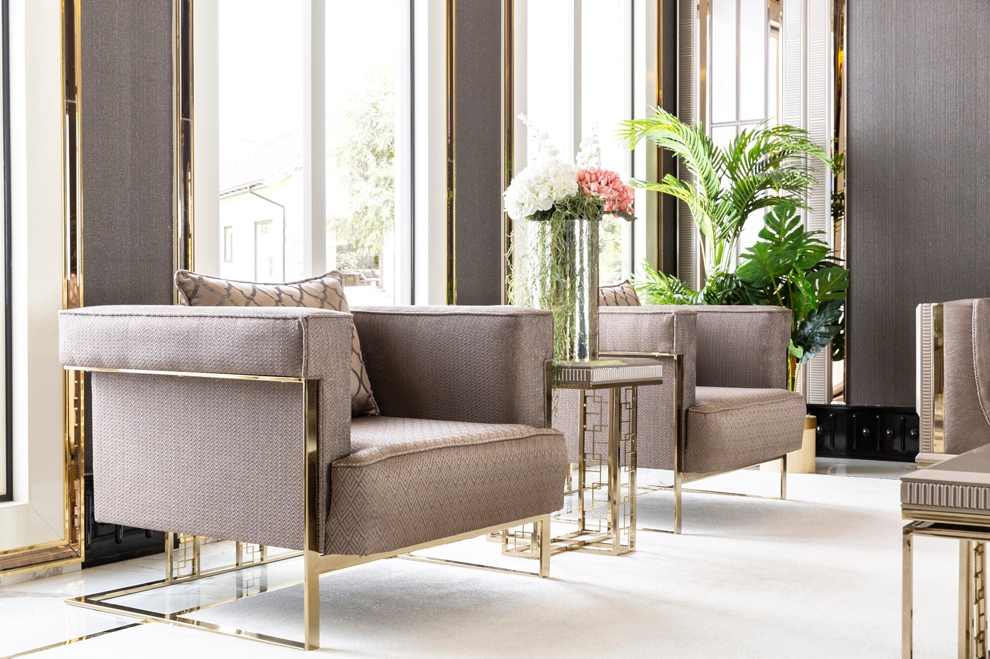 Versace Stationary Livingroom Set (1 Chester Sofa & 1 Sofa & 2 Chair)
