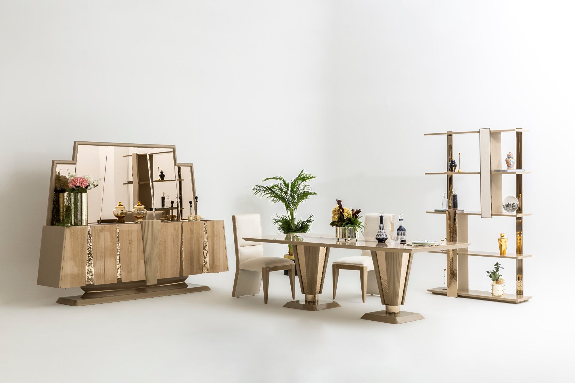 Keops Diningroom Set (Table & 6 Chair & Console With Mirror)