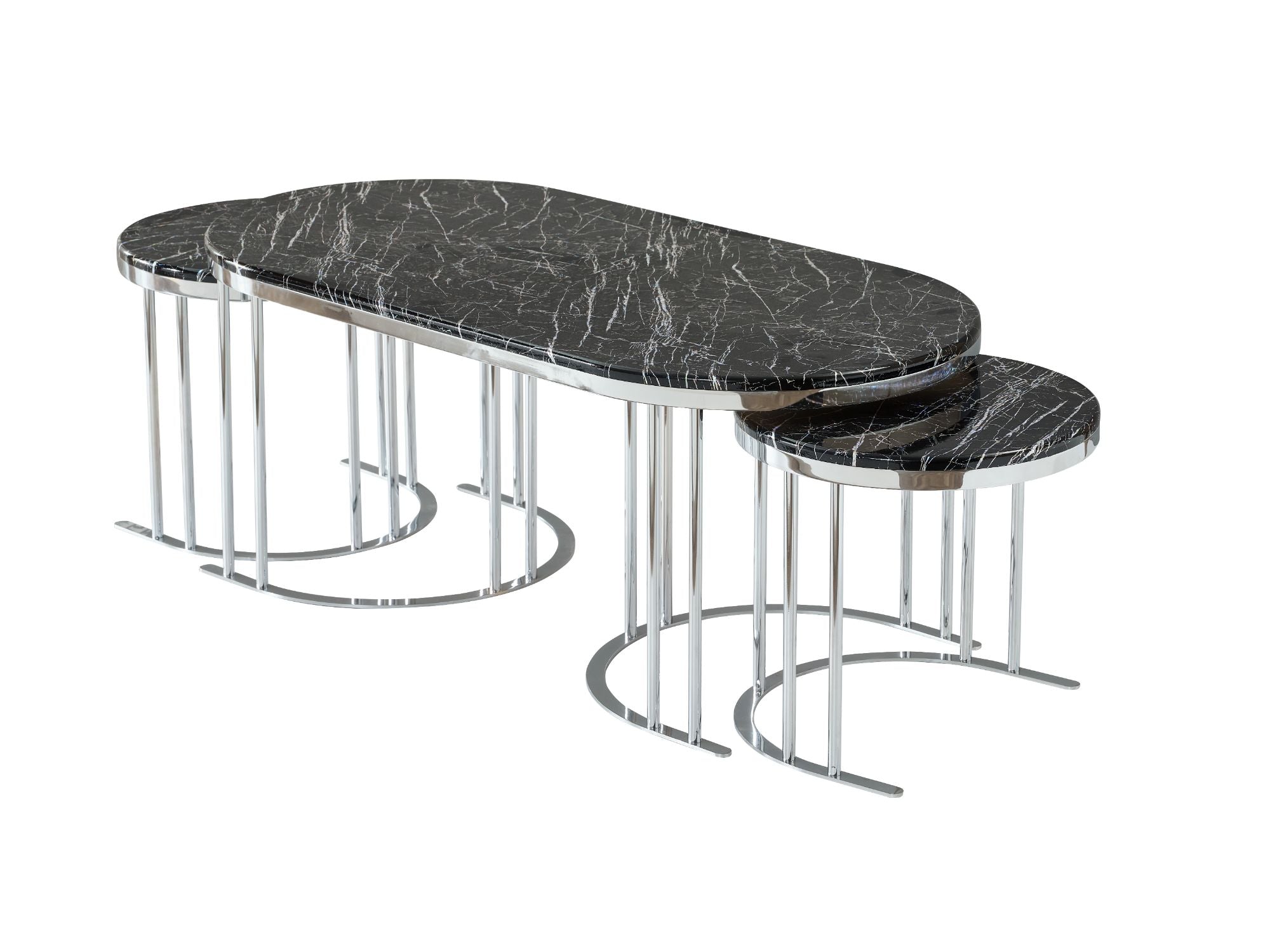 2 In 1 Coffee Table Silver Legs Black Top