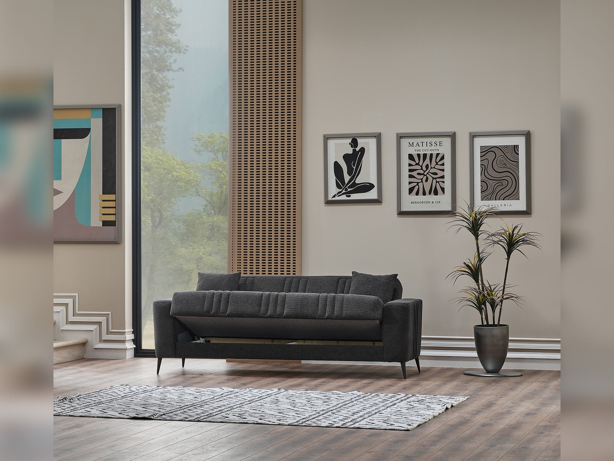 Adela 3-pieces (Sofa & Loveseat & Chair) Livingroom Set Anthracite