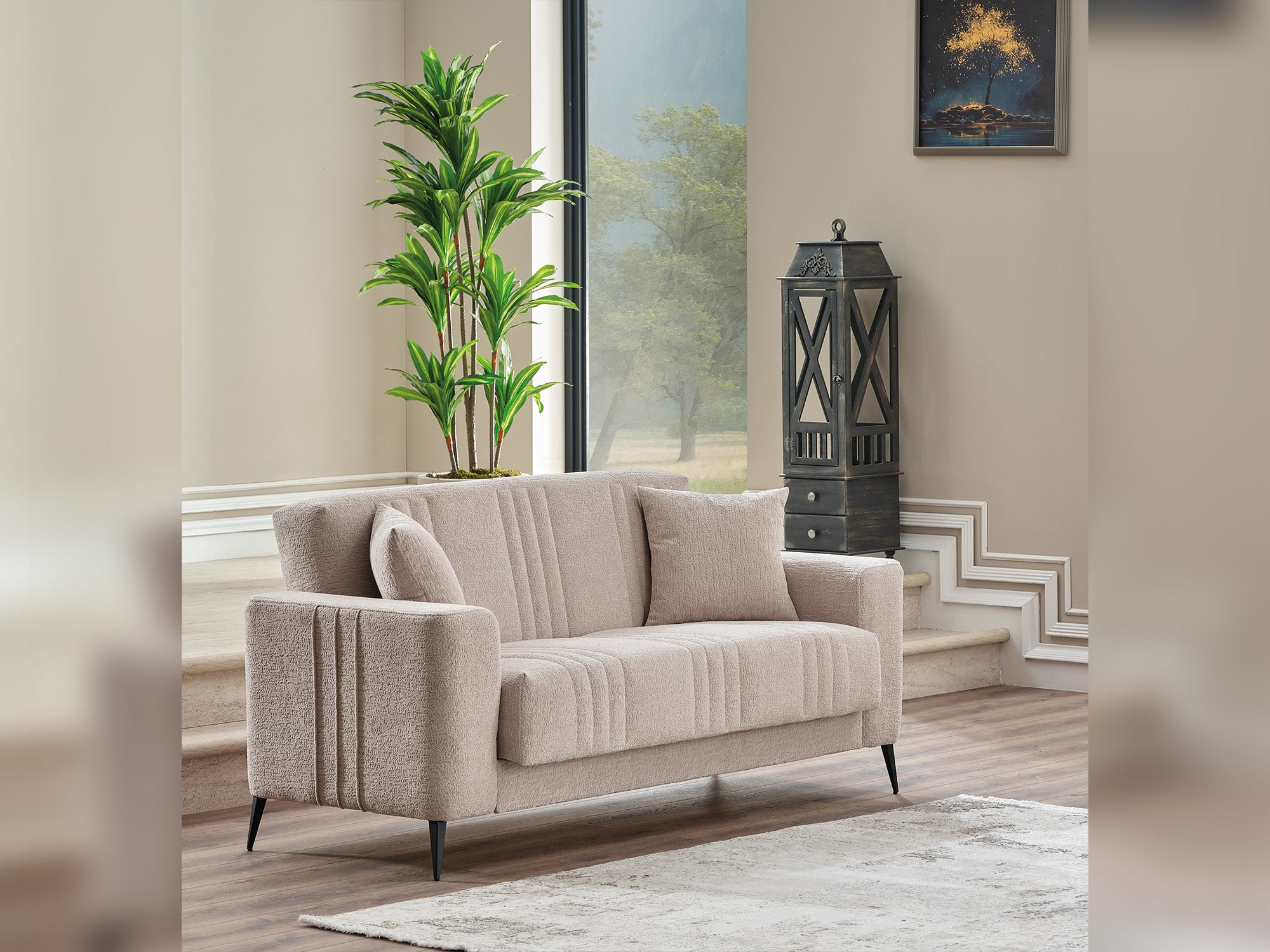 Adela Convertible Loveseat Cream
