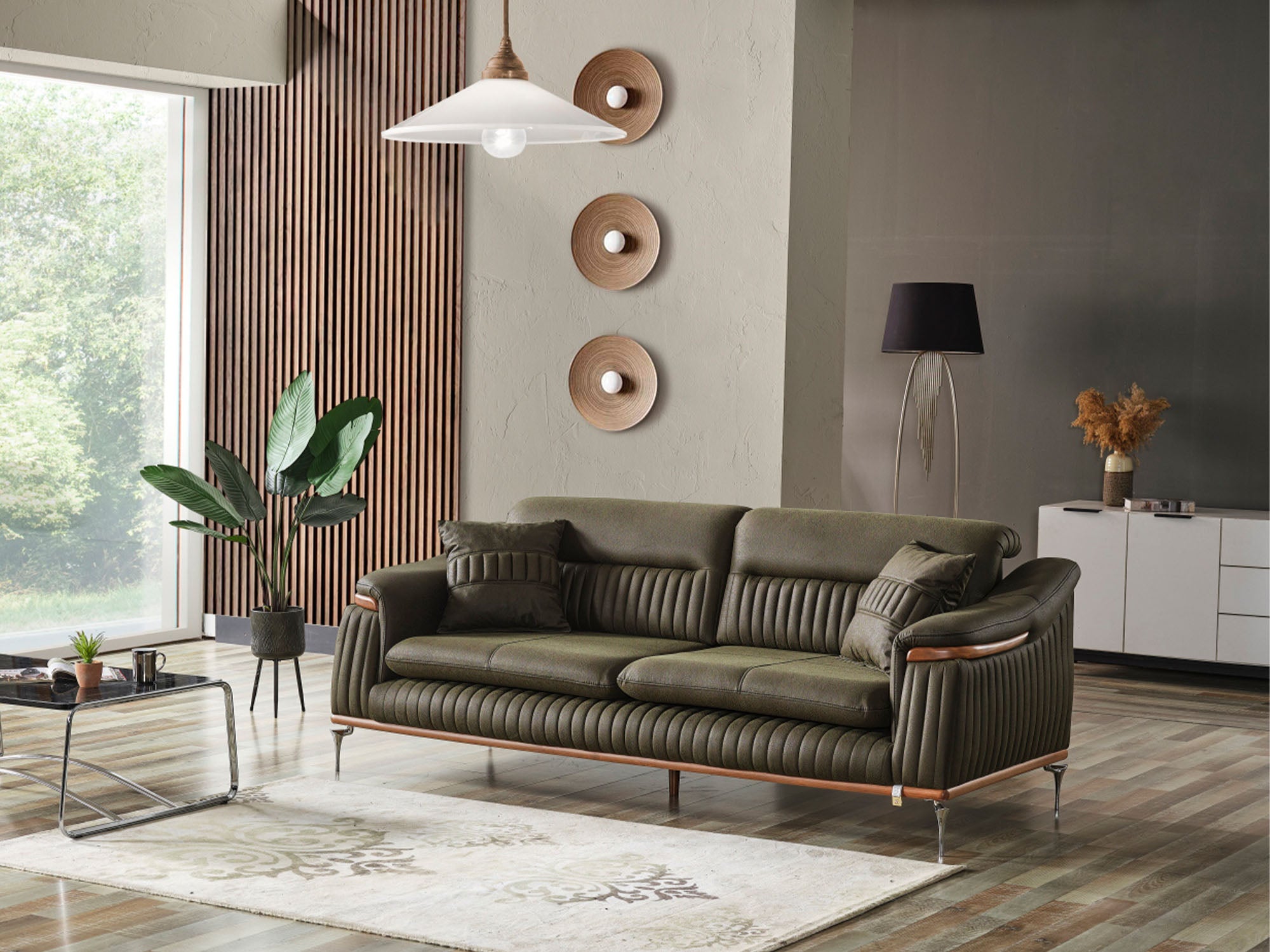 Ahsen 3-pieces (Sofa & Loveseat & Chair) Livingroom Set Khaki