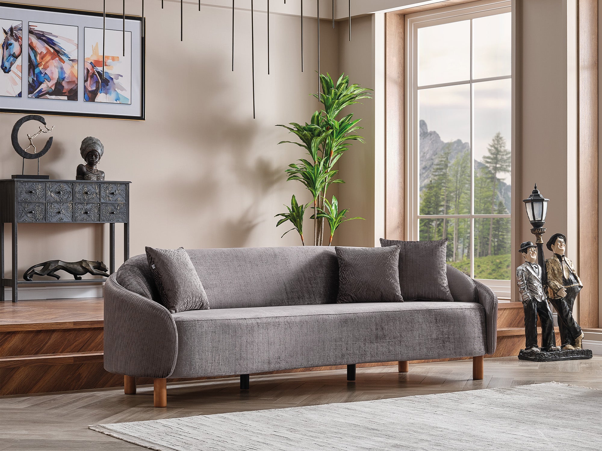 Alessa Stationary Sofa Grey