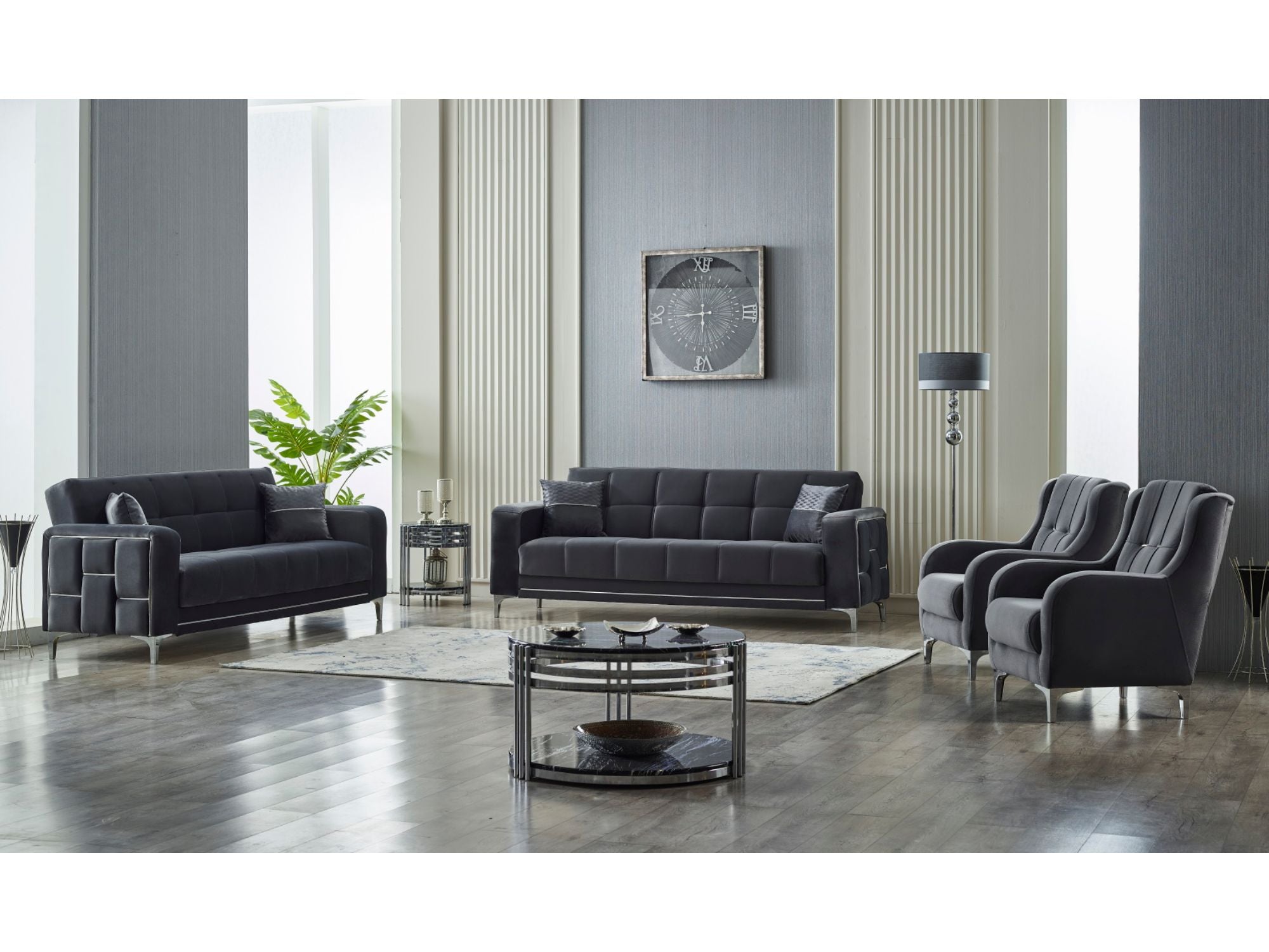Alice Convertible Livingroom (2 Sofa & 2 Chair) Anthracite