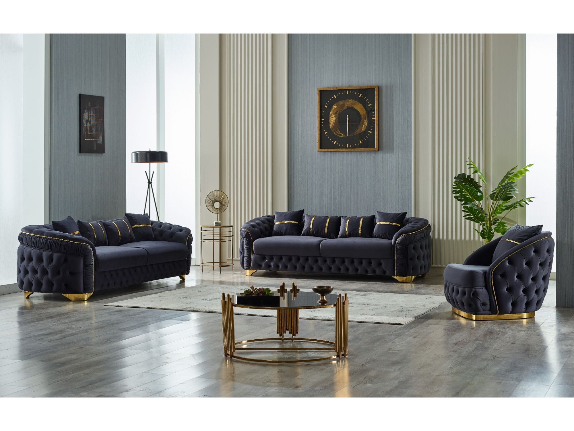 Arizona Stationary Livingroom (2 Sofa & 2 Chair) Anthracite