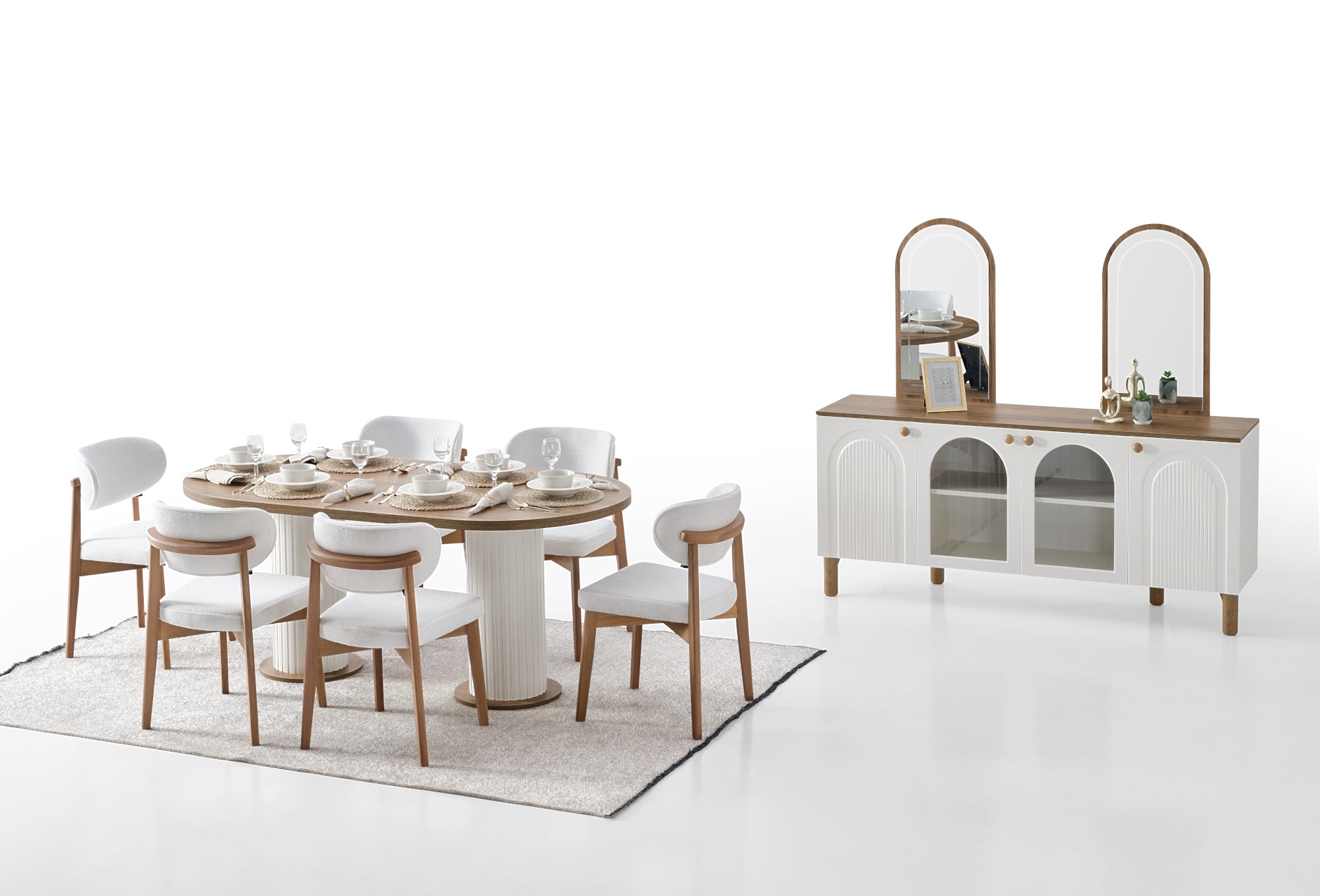 Bohem Diningroom (Consol With Mirror & Dining Table & 6 Dining Chair)