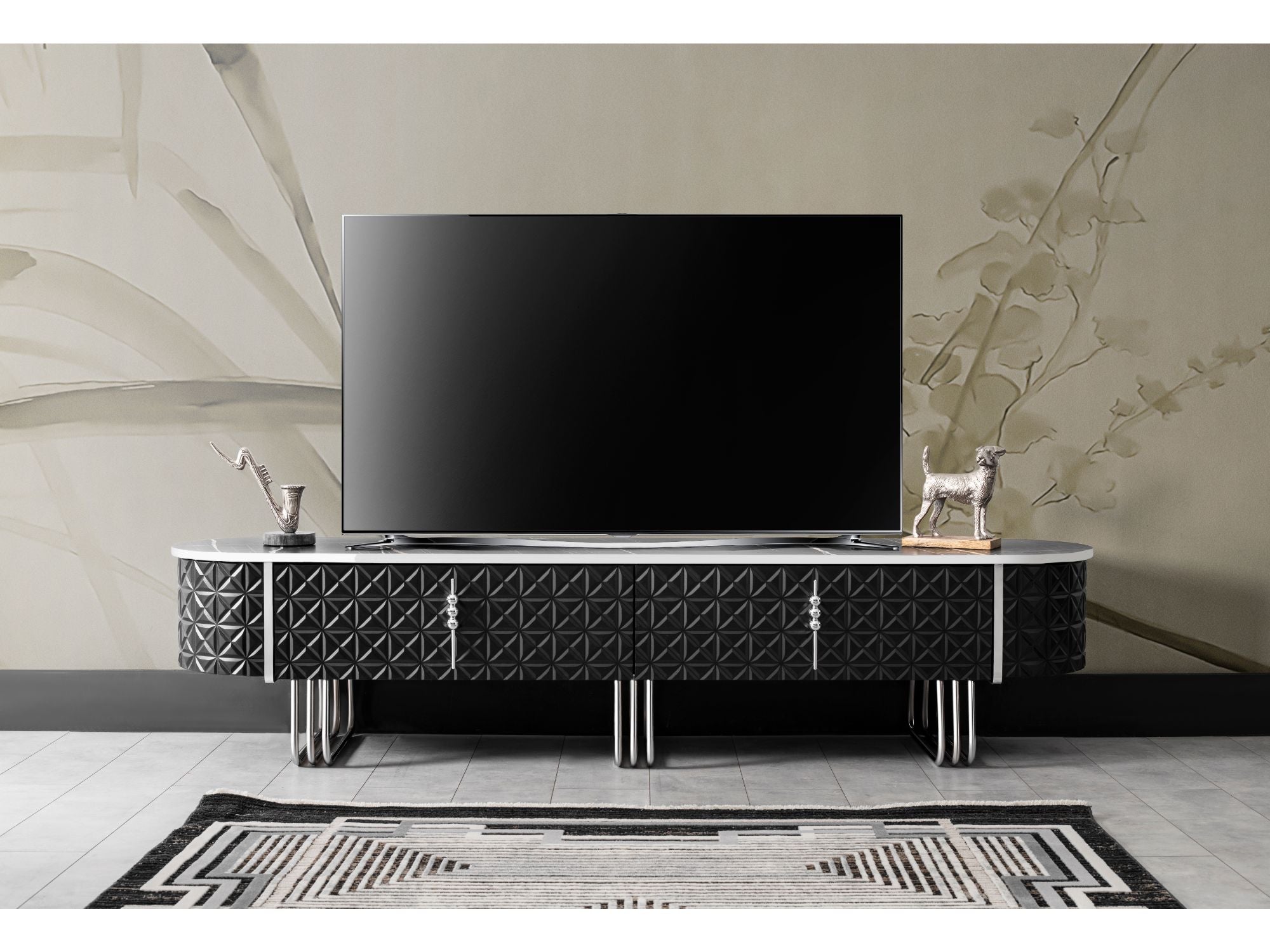 Barcelona Tv Stand Black - Silver