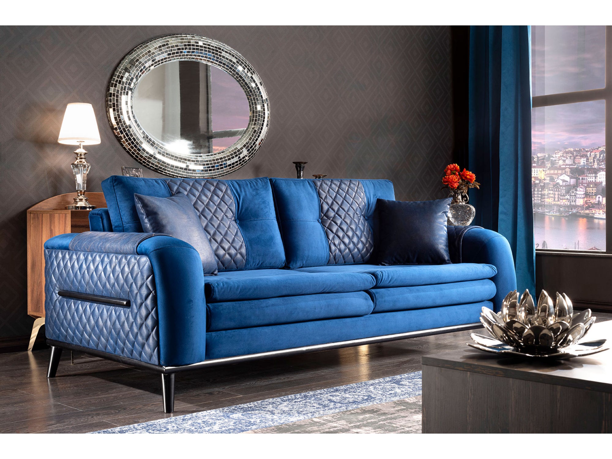 Casabel Convertible Livingroom (1 Sofa & 1 Chair) Navy