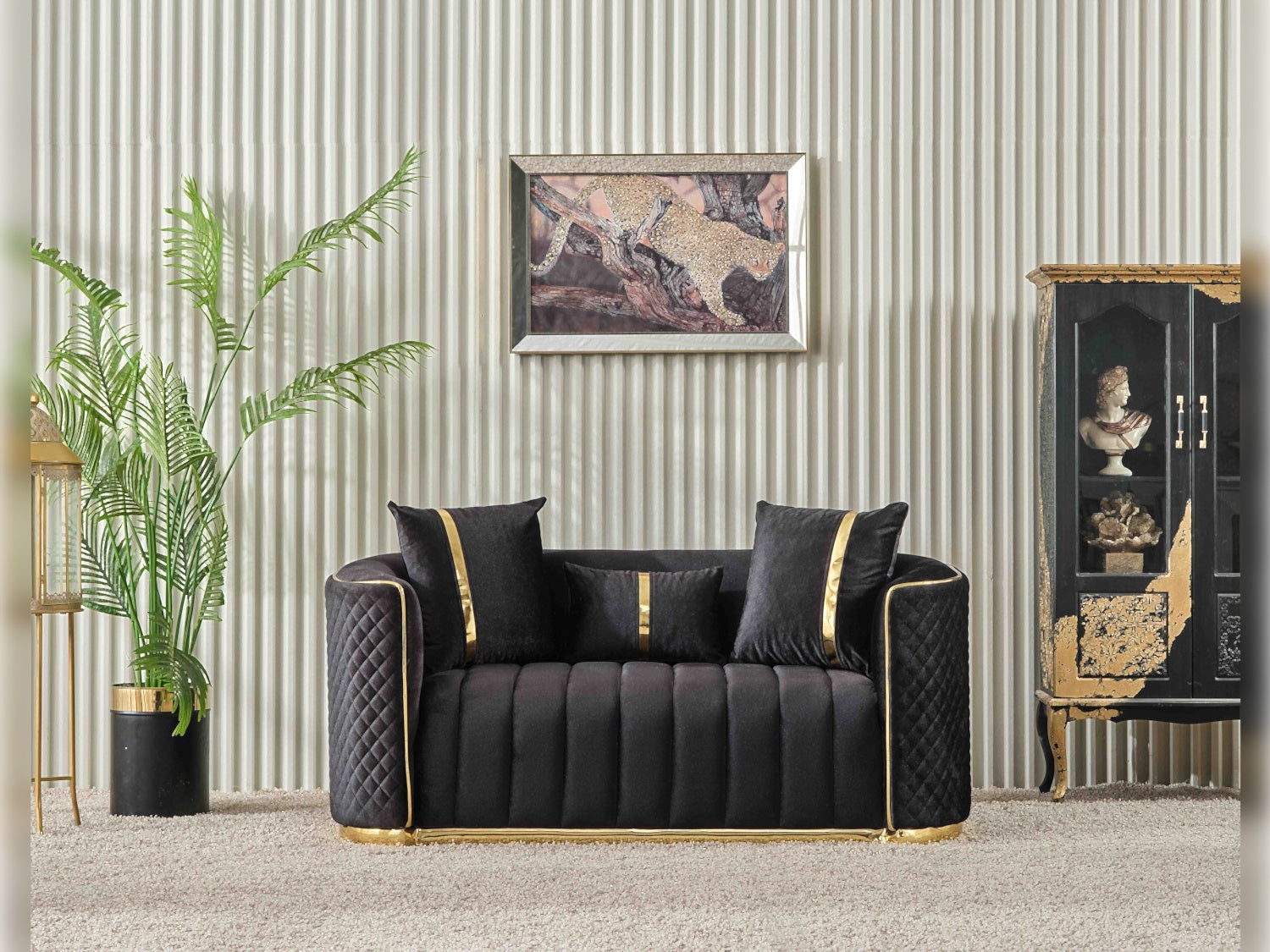 Ceko Stationary Loveseat Black
