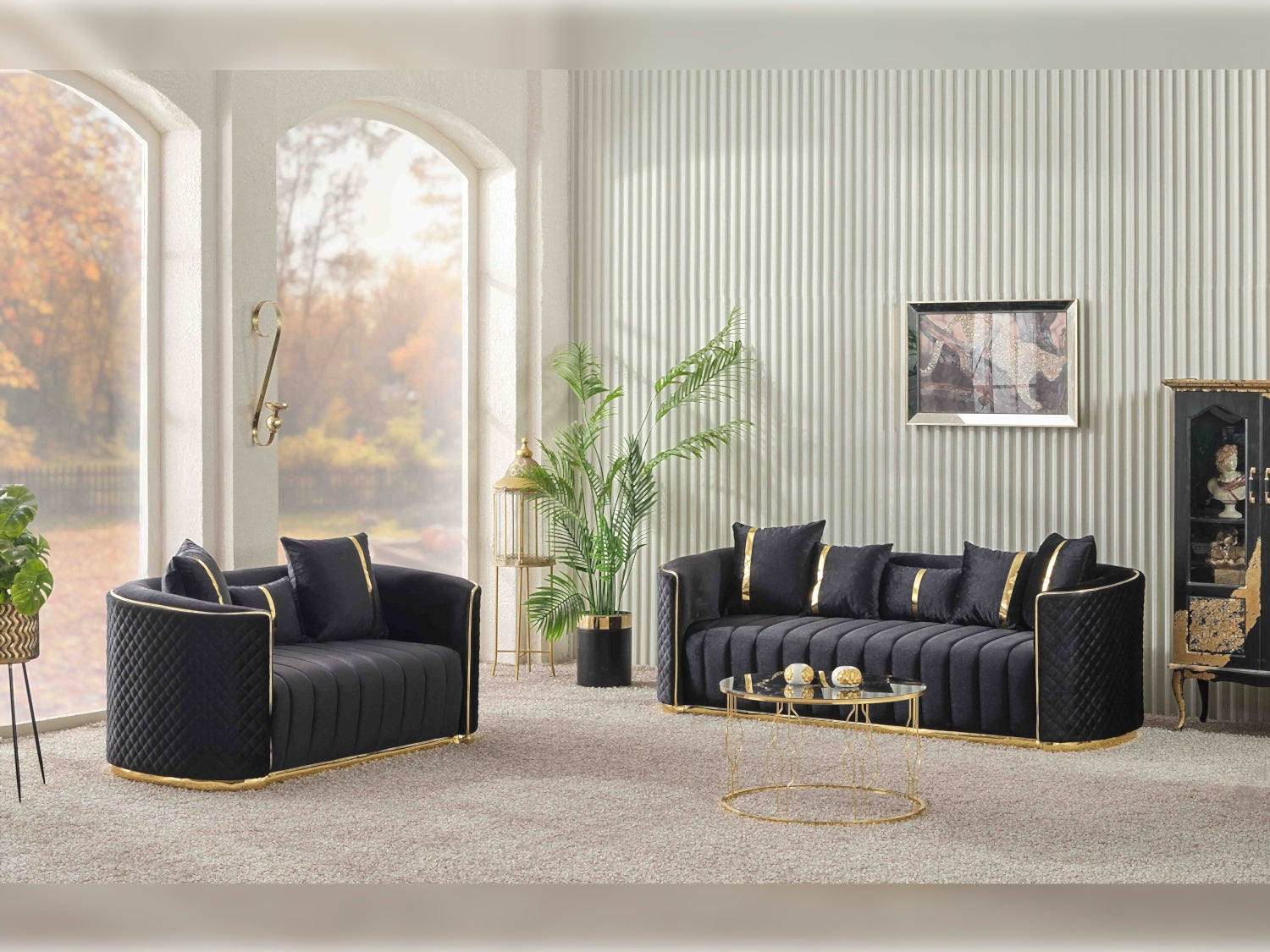Ceko Stationary Loveseat Black