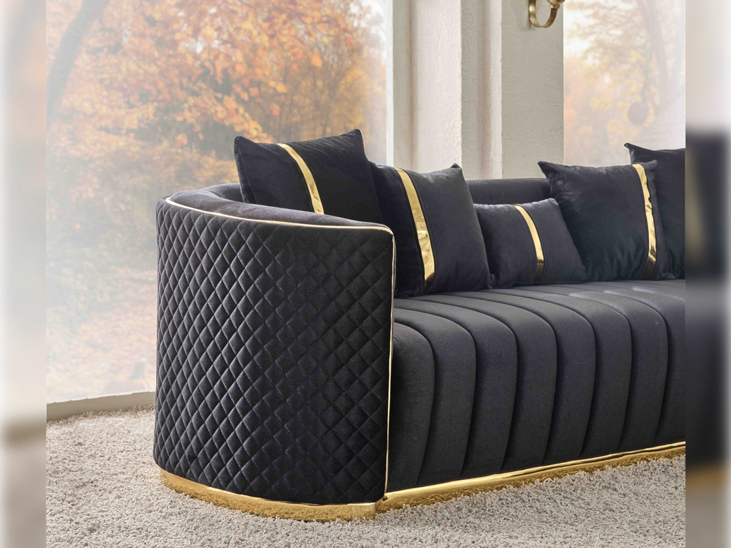 Ceko Stationary Loveseat Black