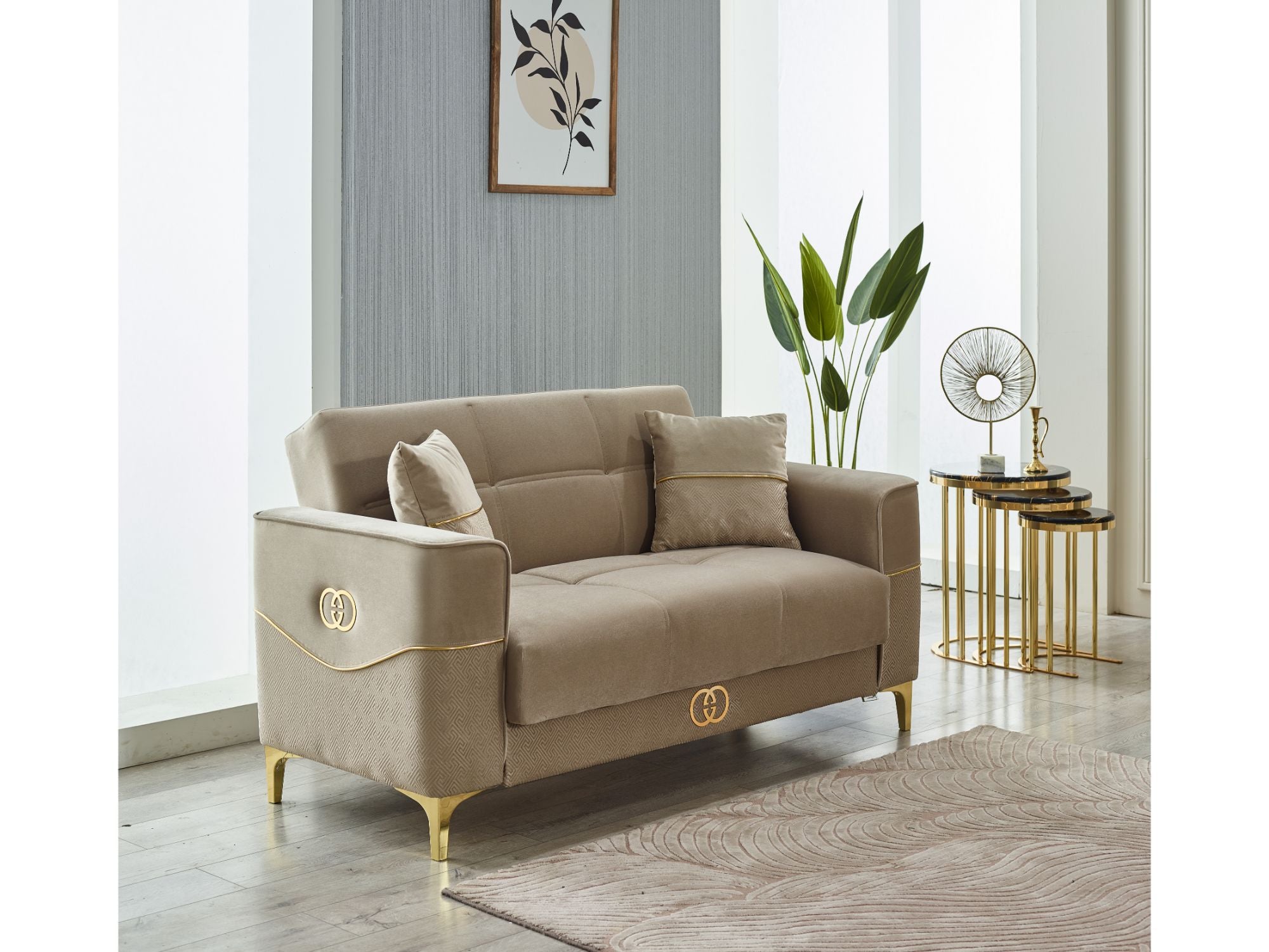 Clara Convertible Loveseat Beige