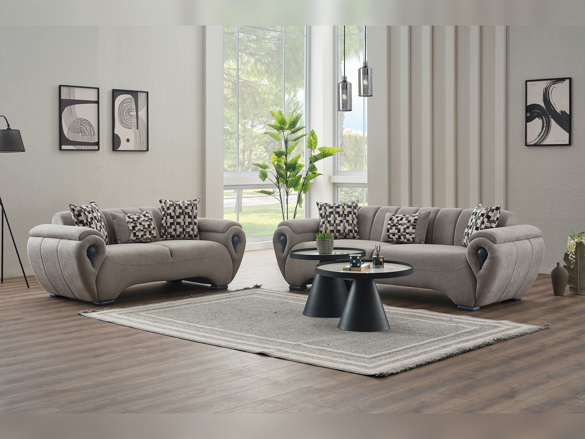 Damla 3-pieces (Sofa & Loveseat & Chair) Livingroom Set Cream