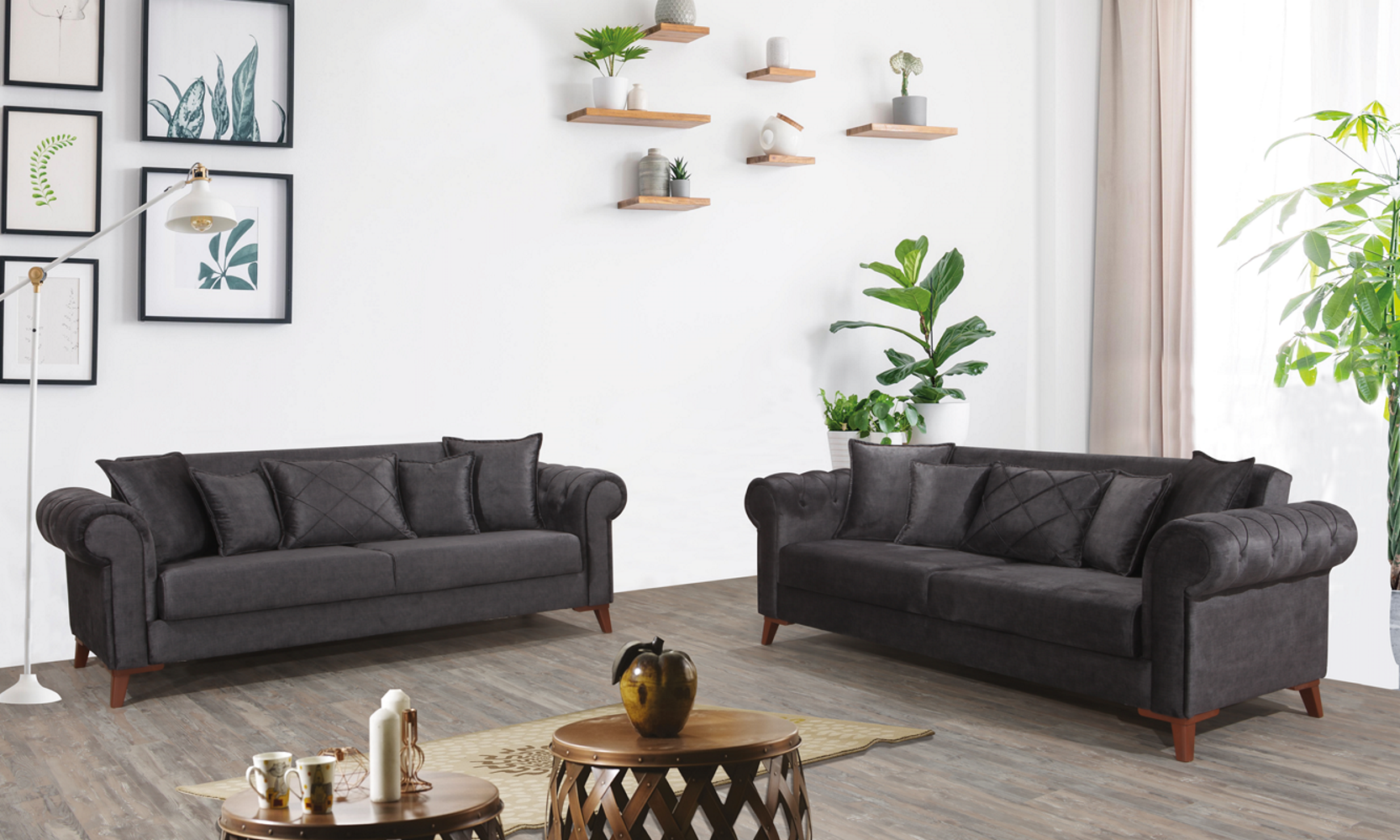 Derozzo Convertible Livingroom (1 Sofa & 1 Loveseat & 1 Chair) Grey