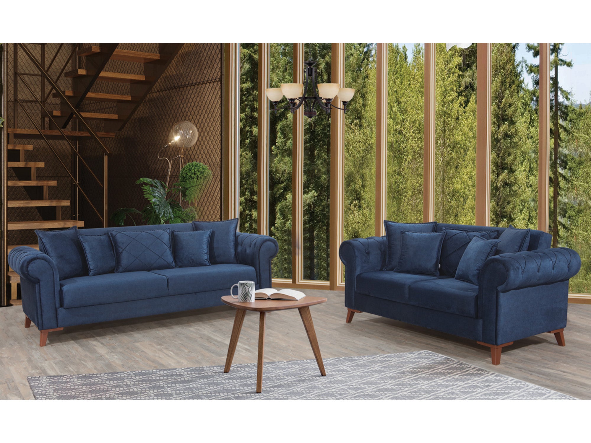 Derozzo Convertible Livingroom Sofa Blue