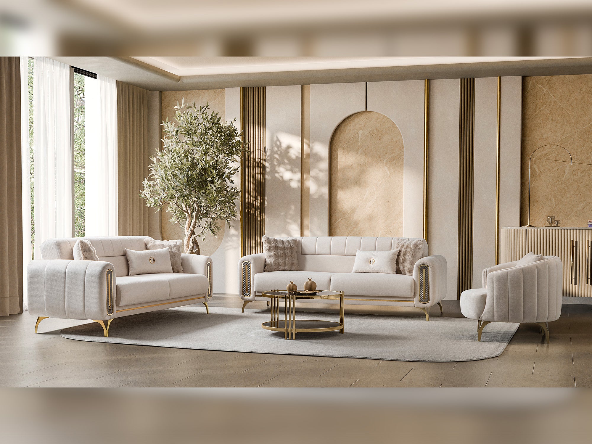 Dior 3-pieces (Sofa & Loveseat & Chair) Livingroom Set
