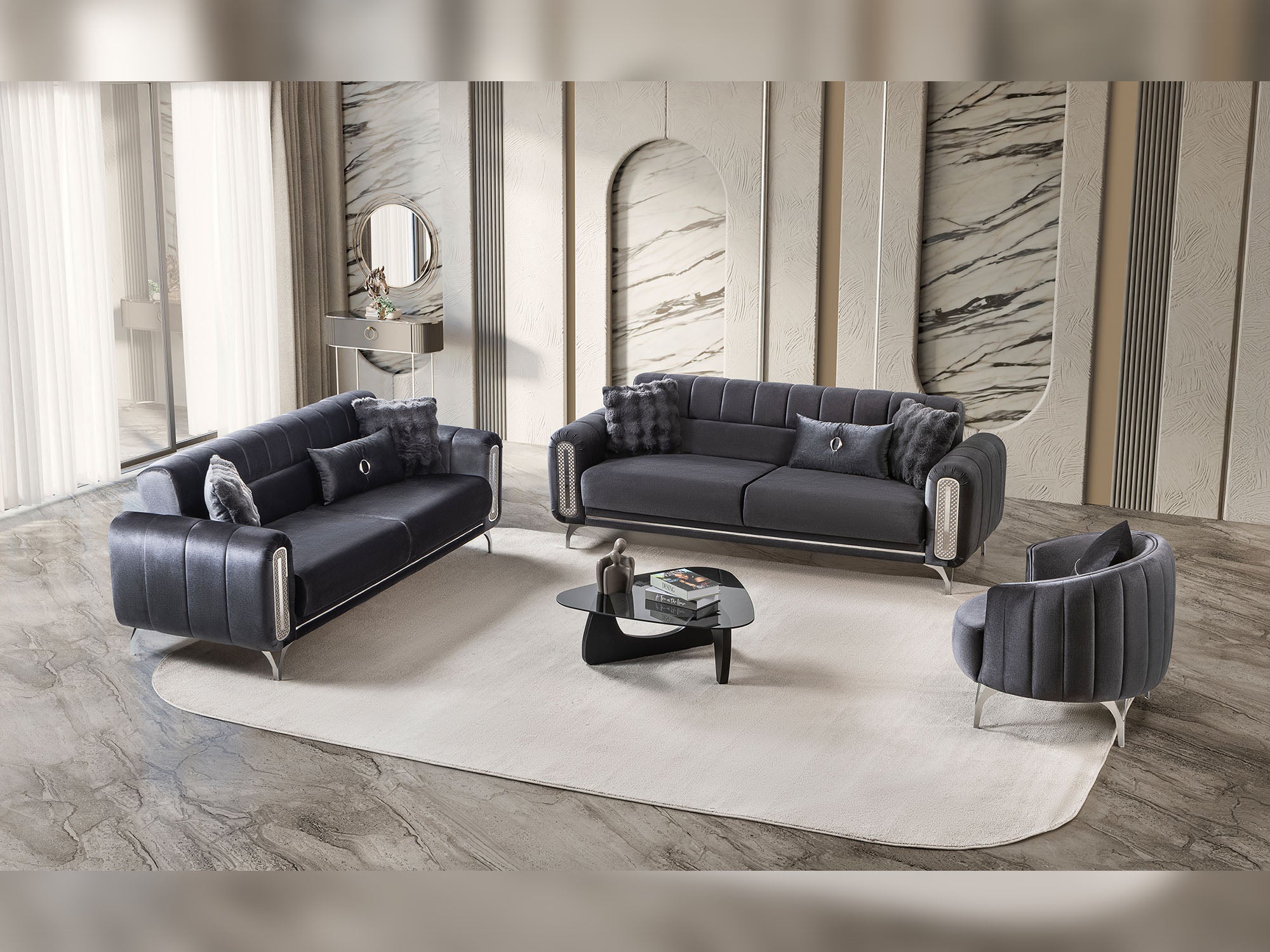 Dior 3-pieces (Sofa & Loveseat & Chair) Livingroom Set