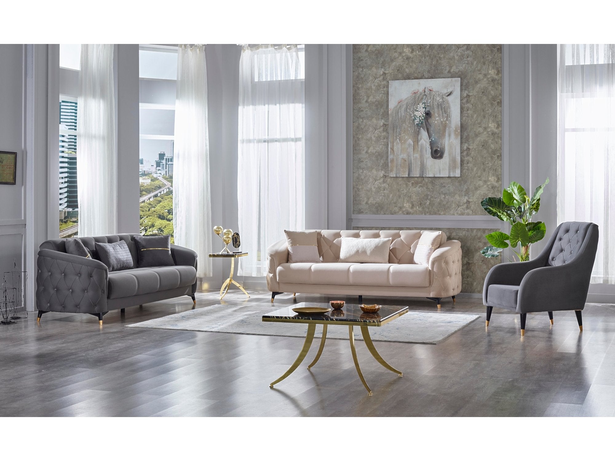 Doha Convertible Livingroom Set (2 Sofa & 2 Chair)