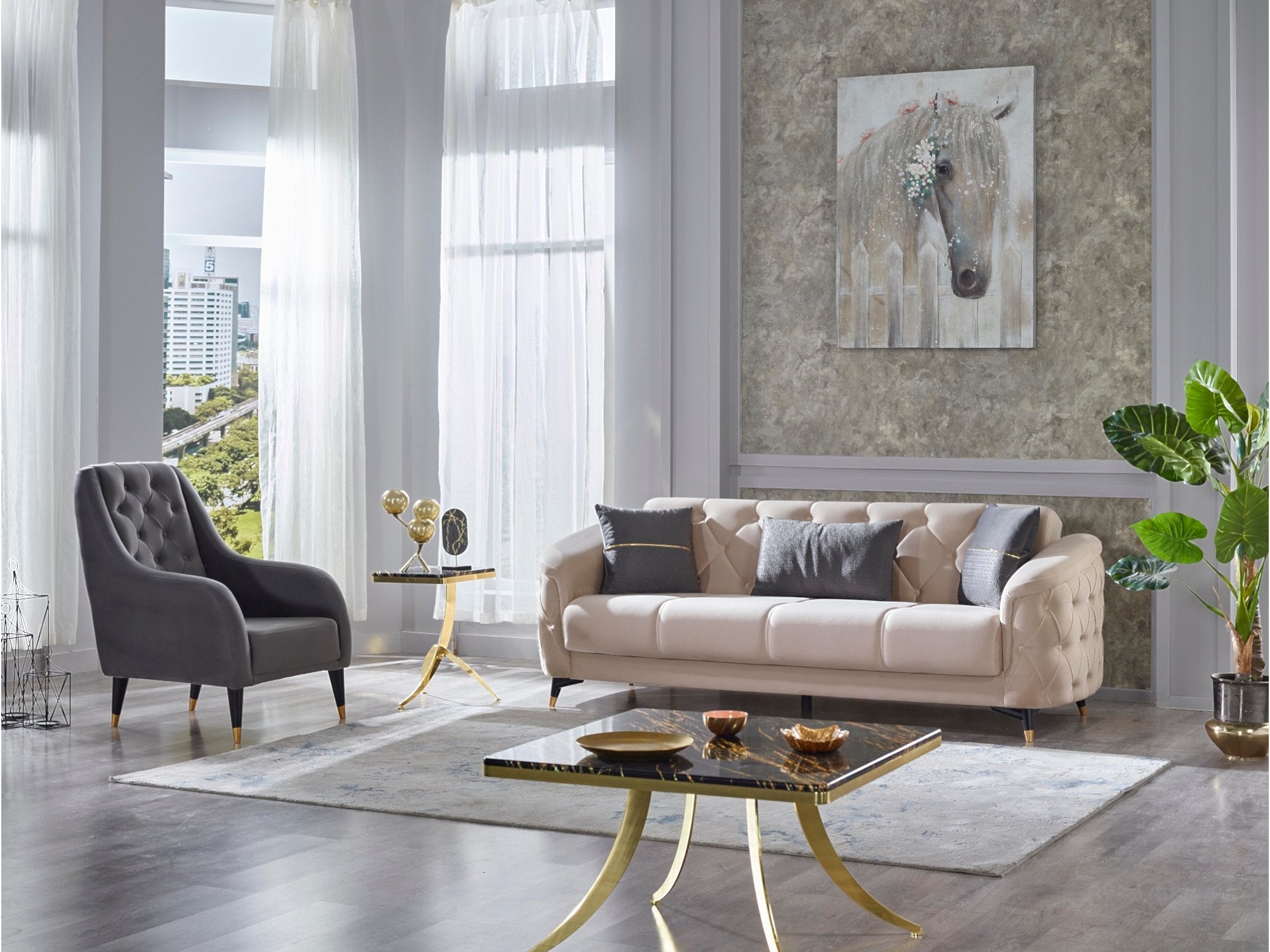 Doha Convertible Livingroom Set (2 Sofa & 2 Chair)