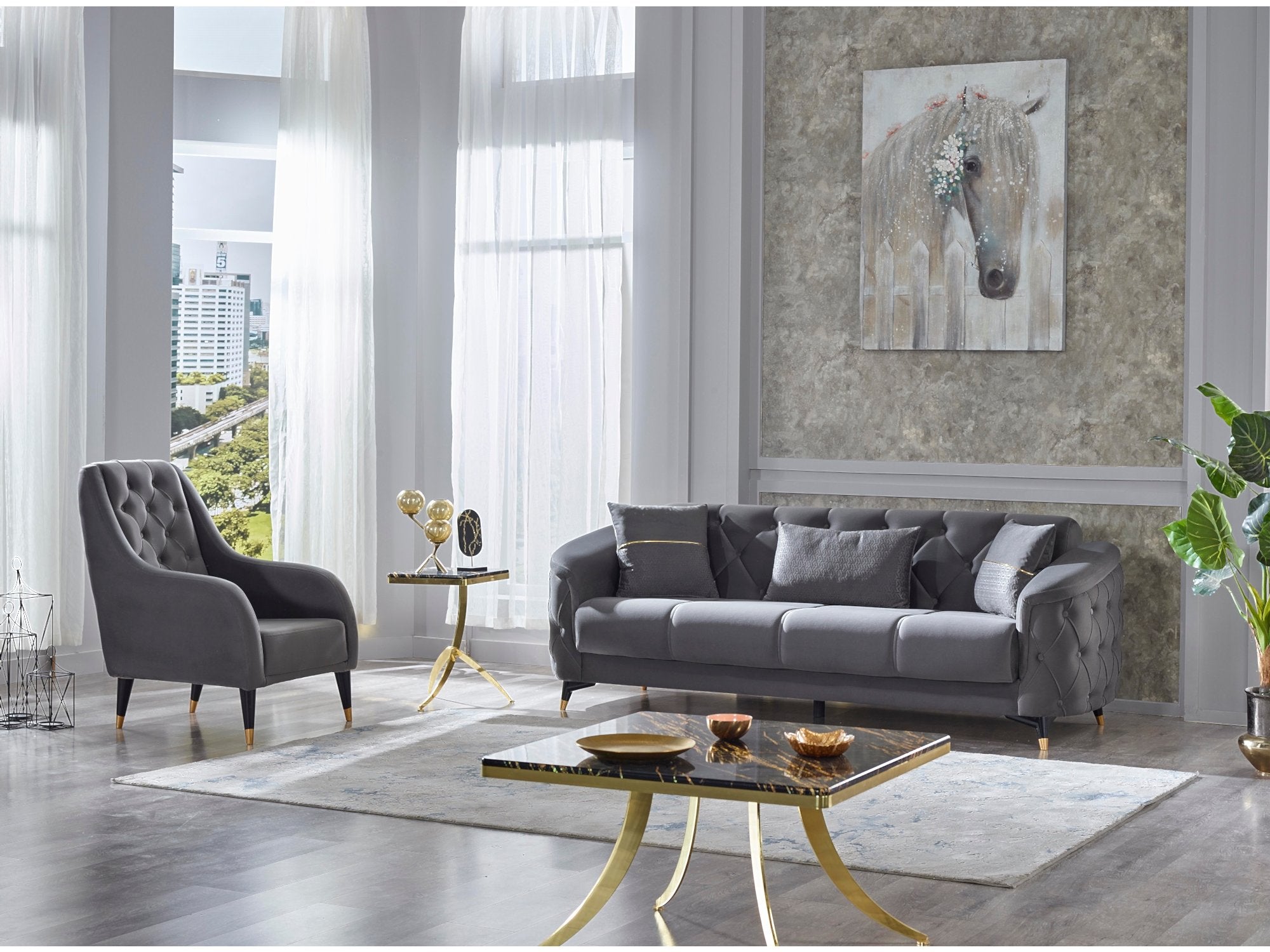 Doha Convertible Livingroom Set (2 Sofa & 2 Chair)