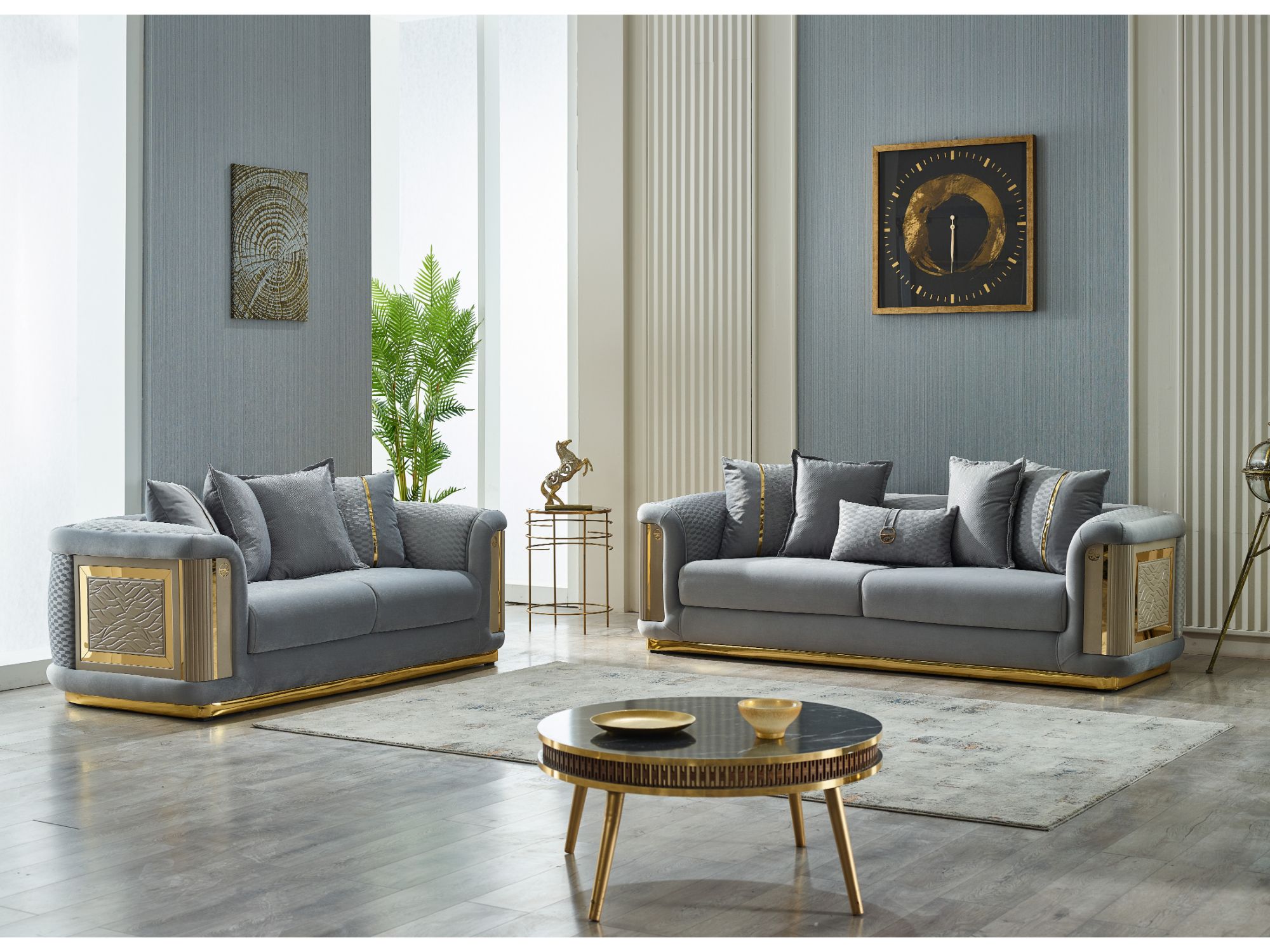 Elegance Stationary Sofa Light Grey