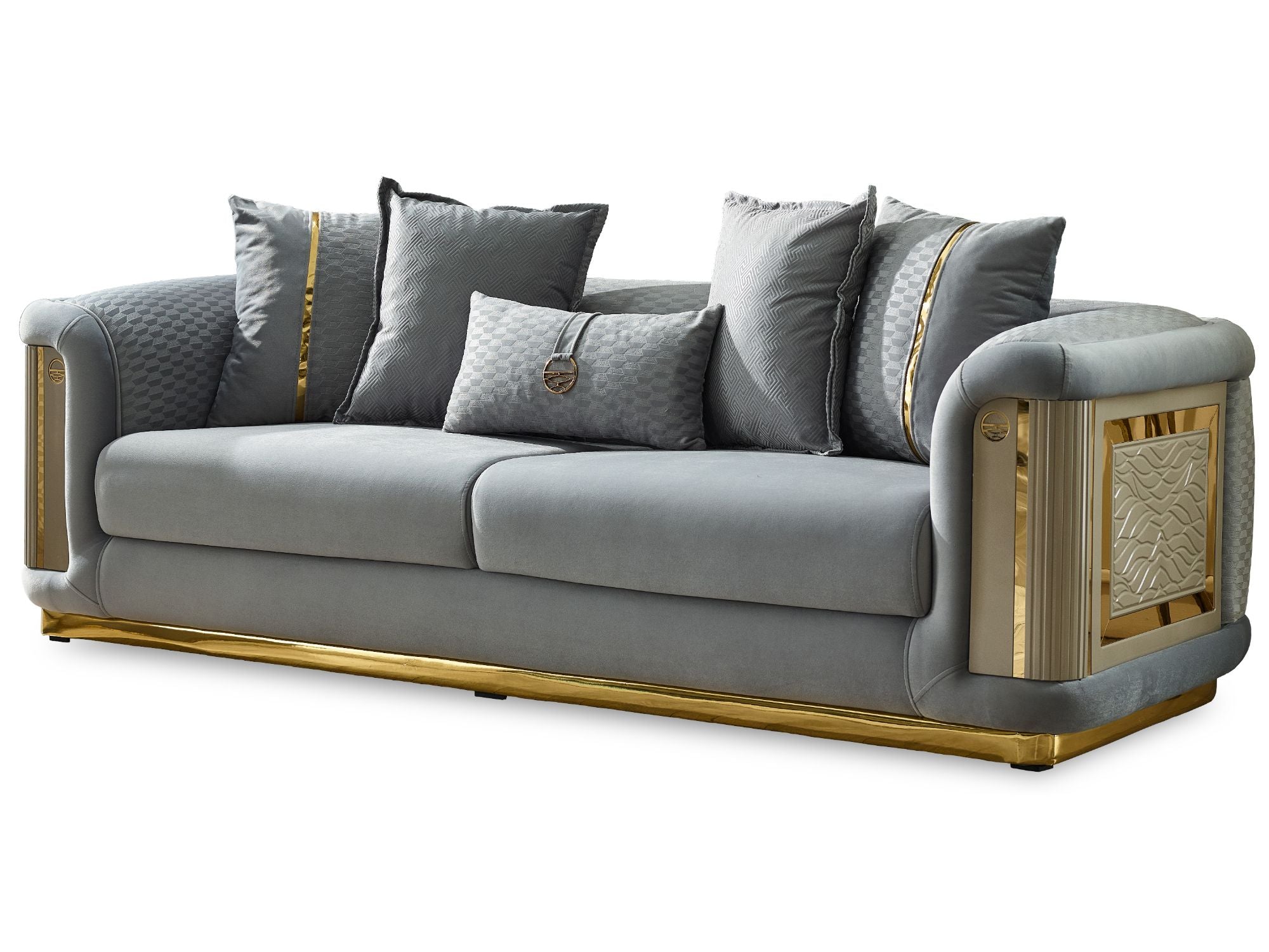 Elegance Stationary Livingroom (2 Sofa & 2 Chair) Light Grey
