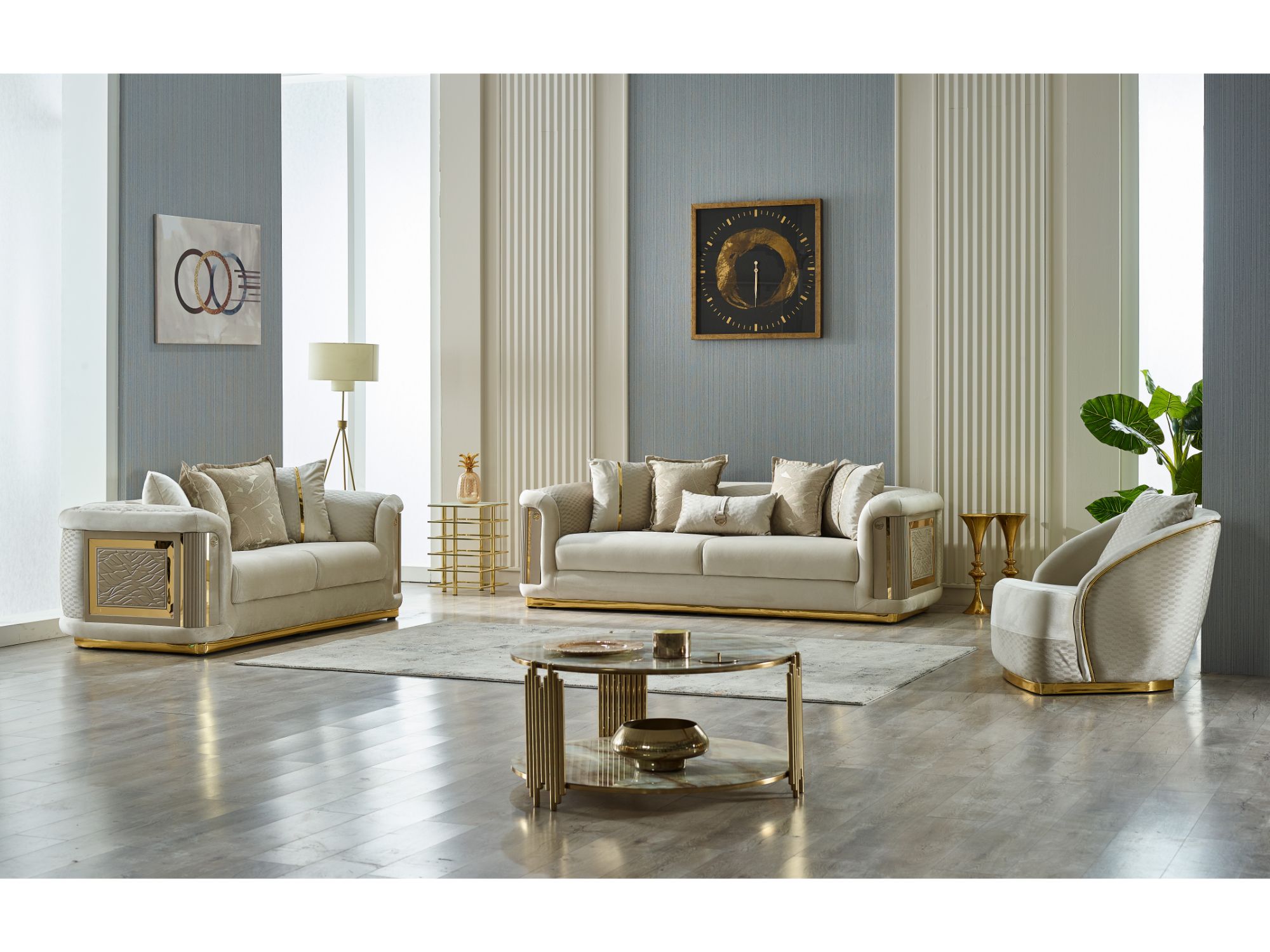 Elegance Stationary Loveseat Cream