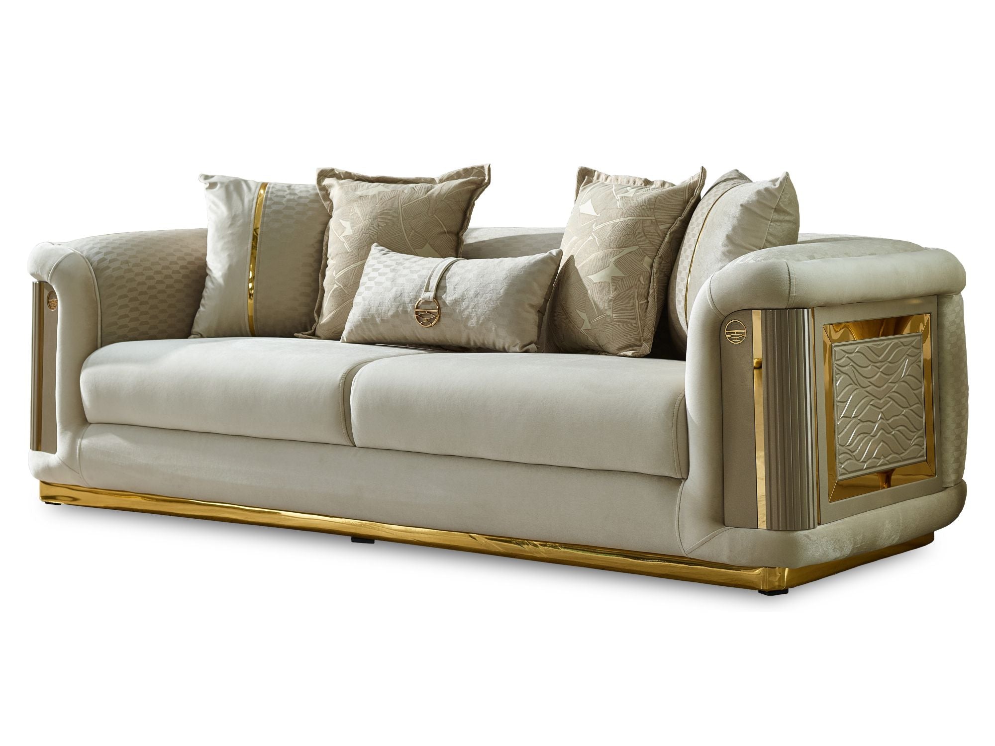 Elegance Stationary Livingroom (2 Sofa & 2 Chair) Cream