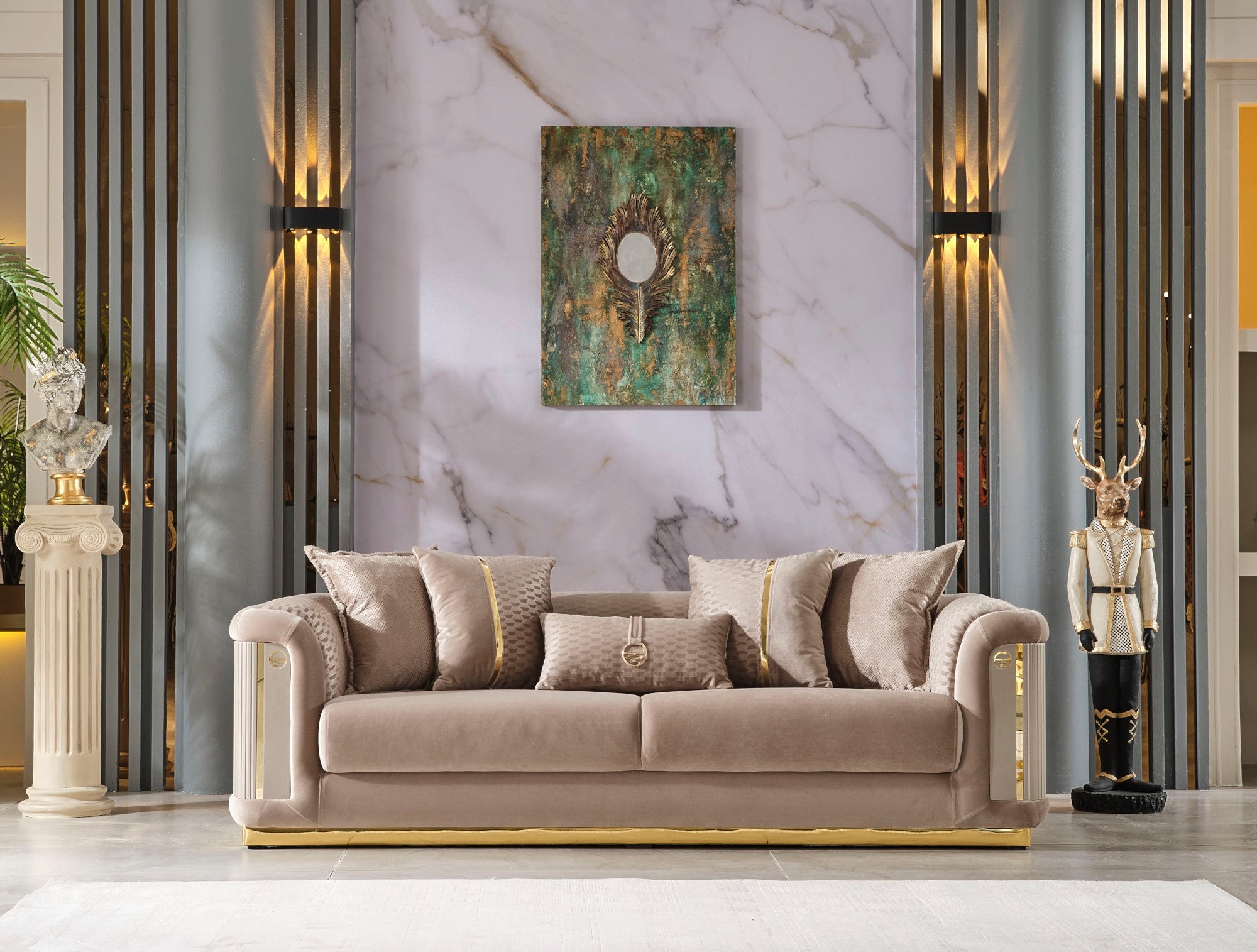 Elegance Stationary Sofa Beige