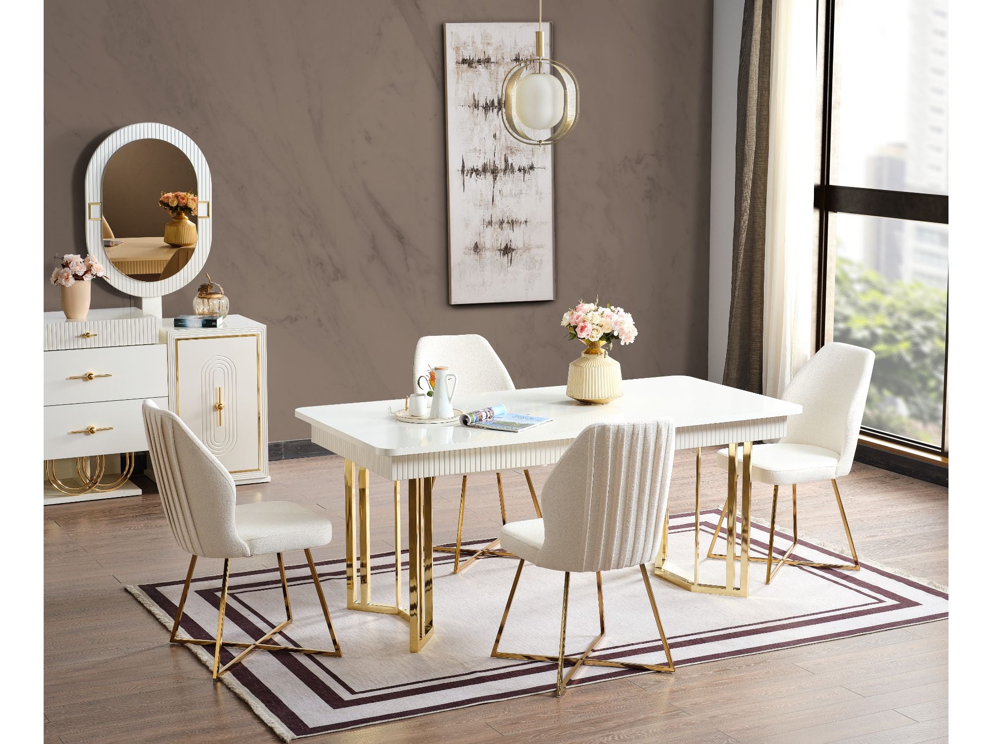 Marsel Diningroom (Consol With Mirror & Dining Table & 6 Dining Chair)