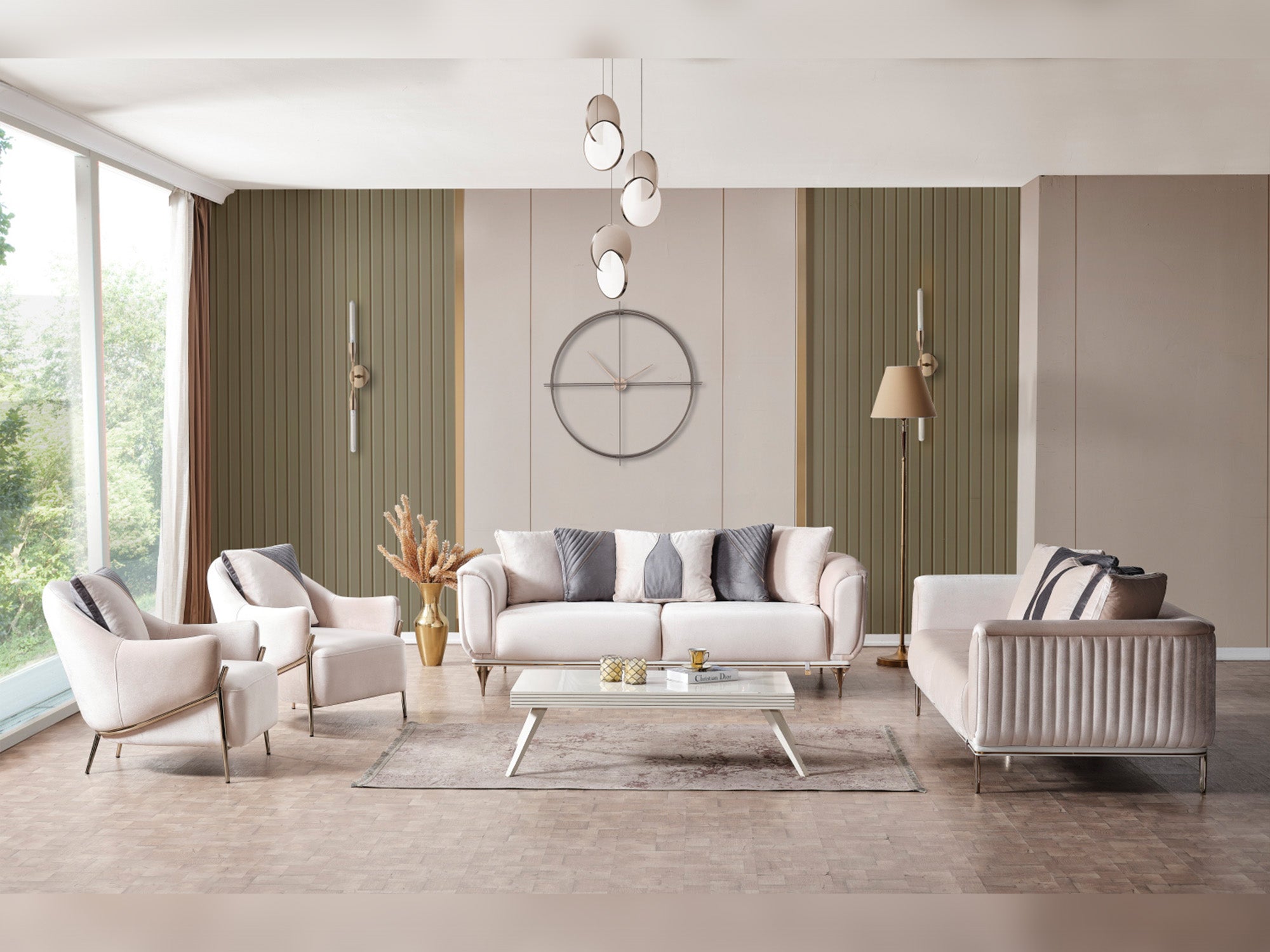 Esperanza 3-pieces (Sofa & Loveseat & Chair) Livingroom Set Beige