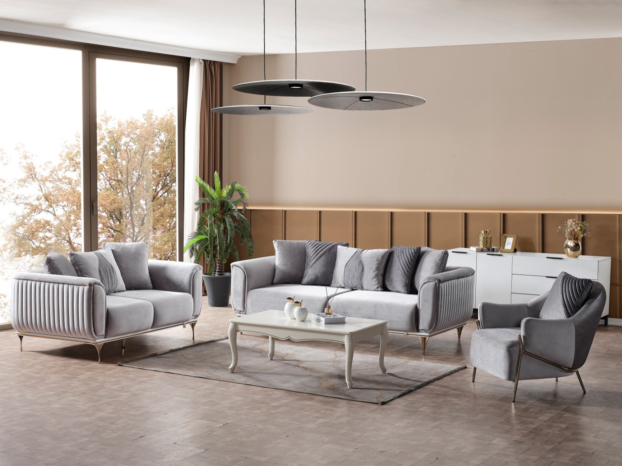 Esperanza 4-pieces (2 Sofa & 2 Chair) Livingroom Set Light Grey
