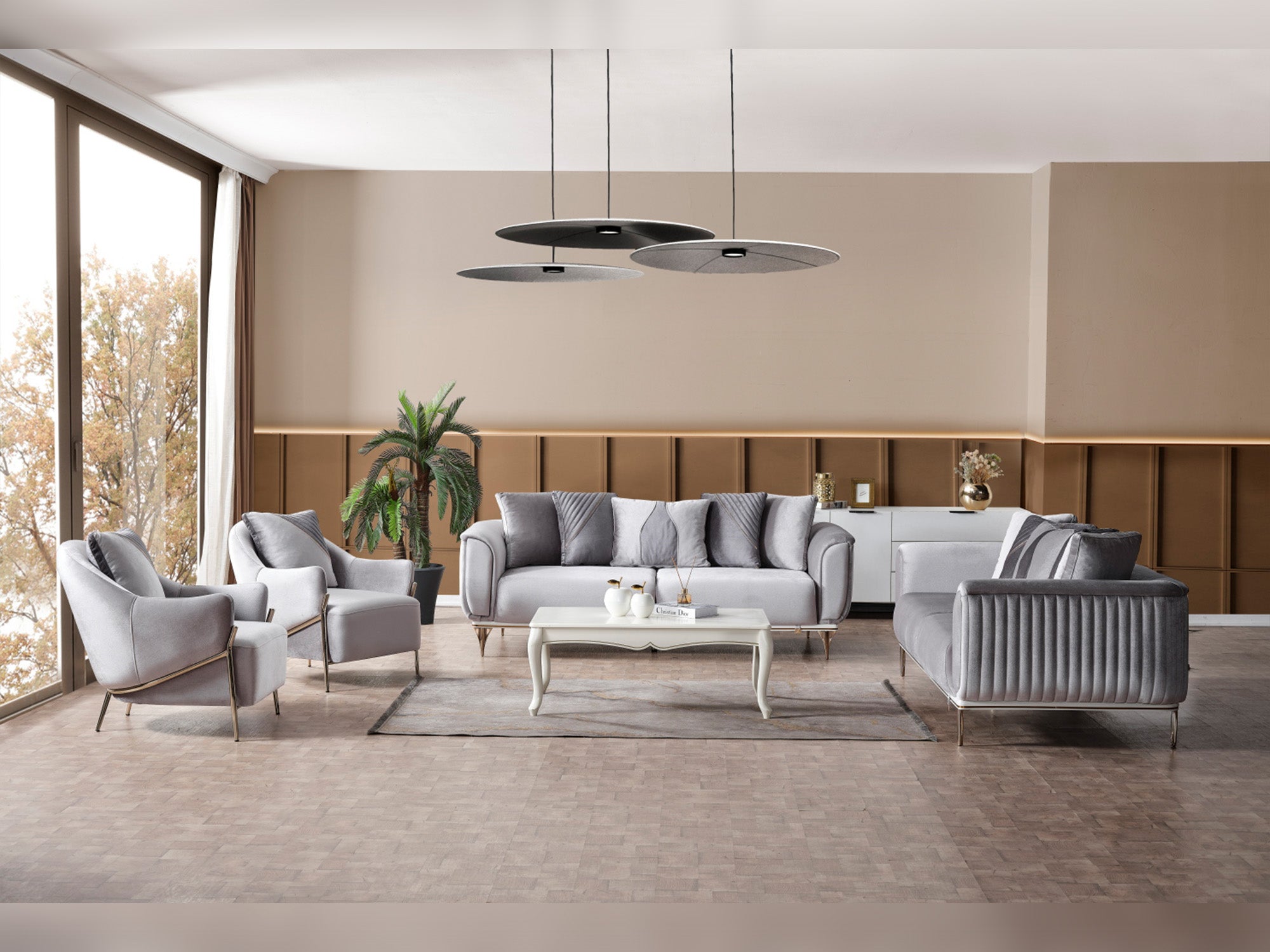 Esperanza 4-pieces (2 Sofa & 2 Chair) Livingroom Set Light Grey