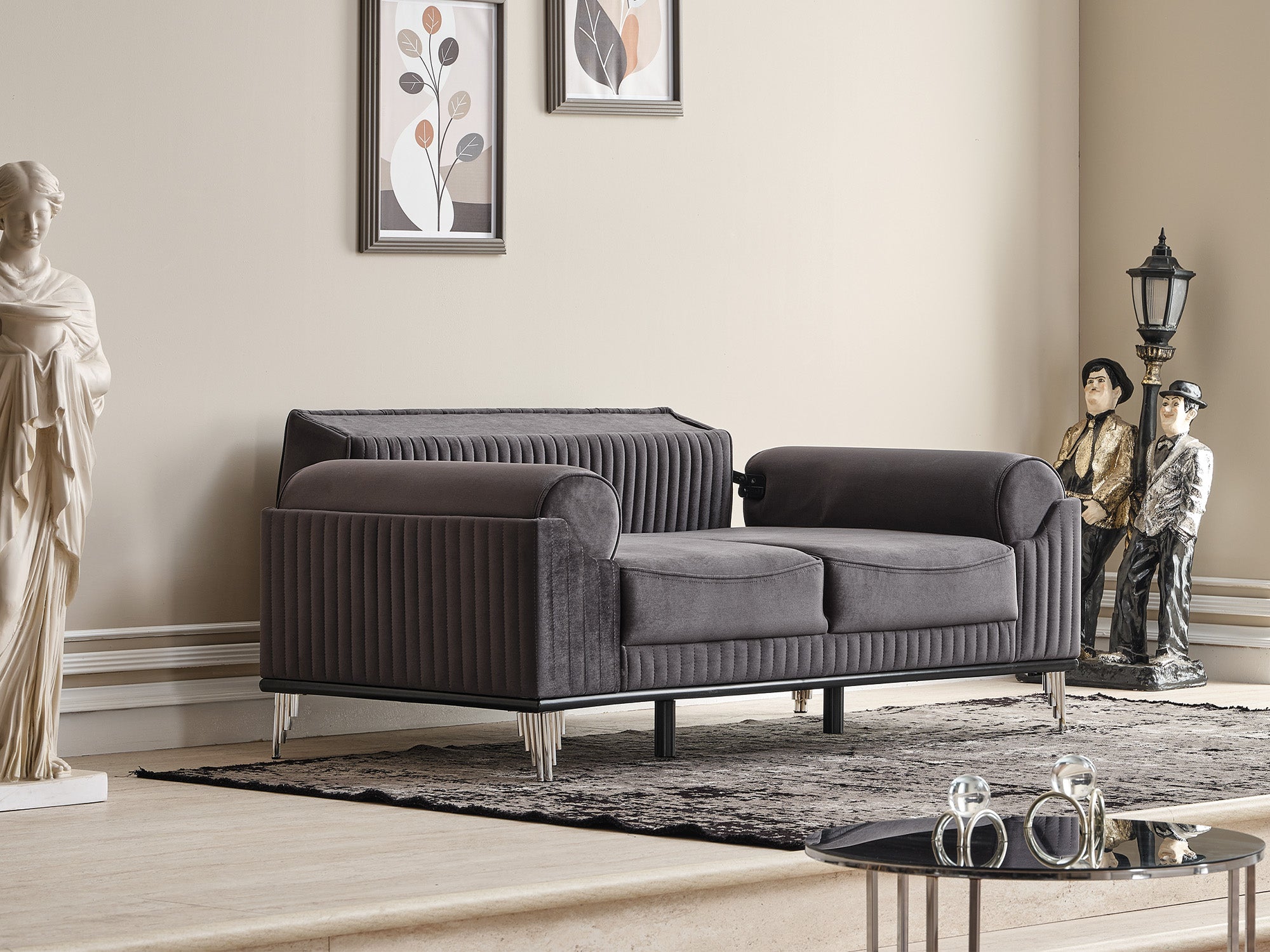 Everest Convertible Loveseat Grey