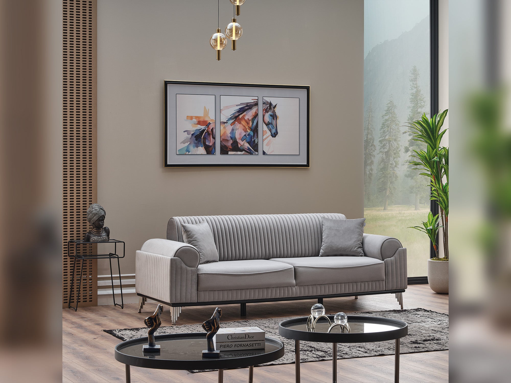 Everest Convertible Sofa Light Grey