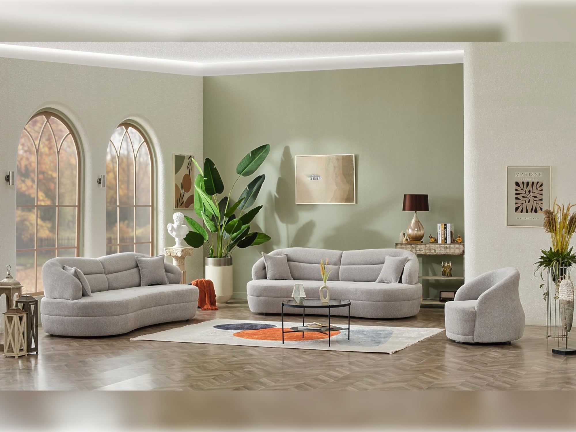 Gloria Convertible Livingroom (2 Sofa & 2 Chair) Cream