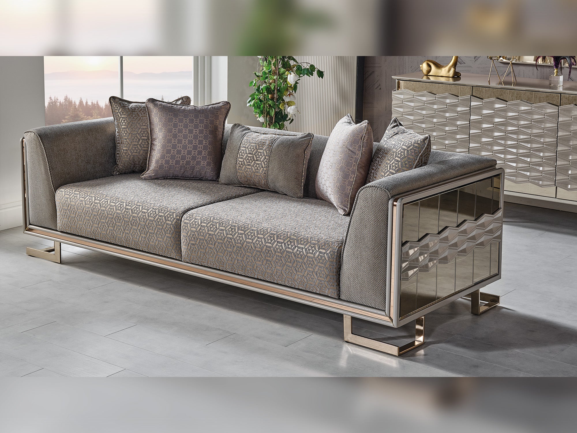 Gokce Stationary Sofa Grey