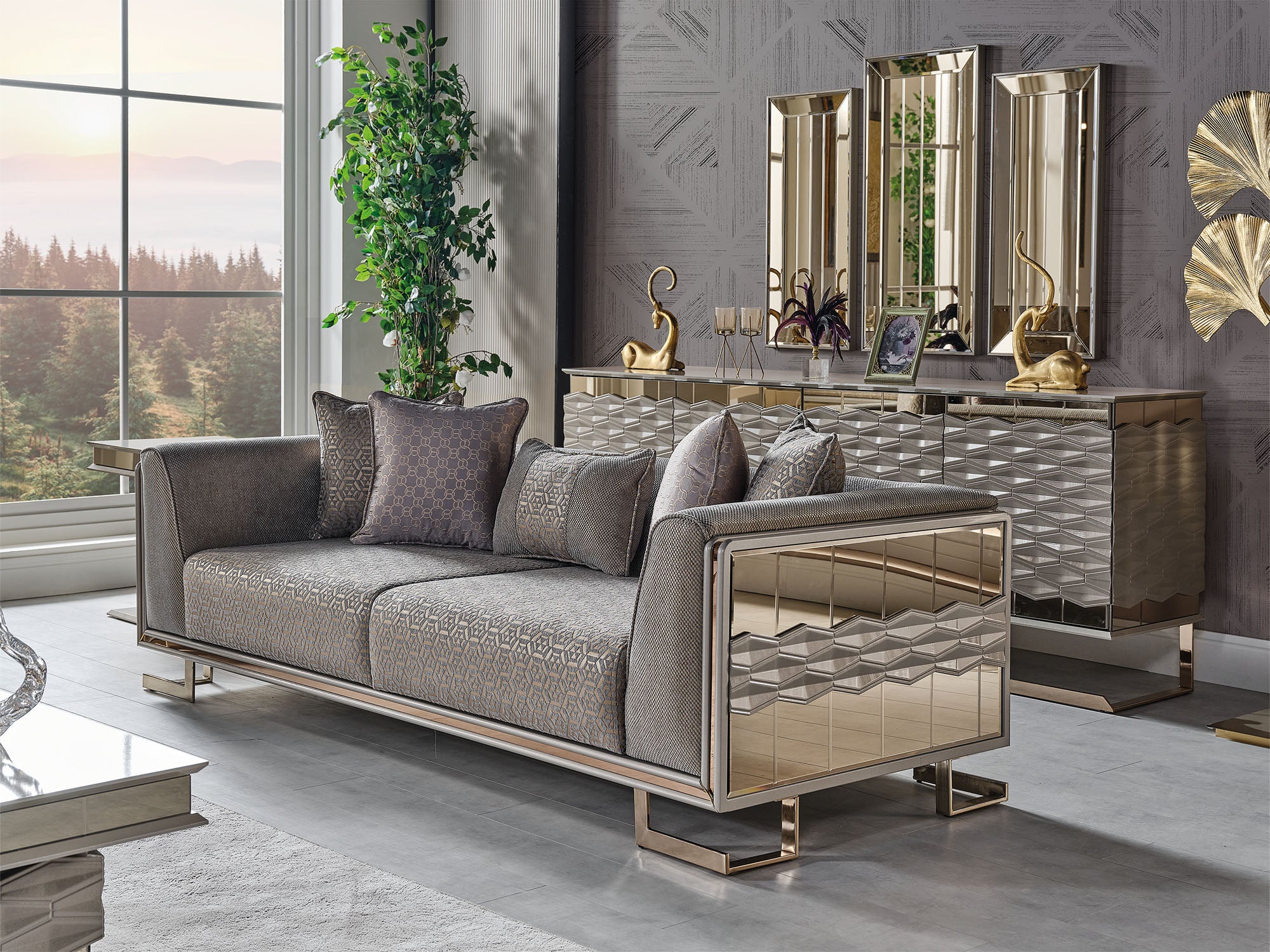 Gokce Stationary Sofa Grey