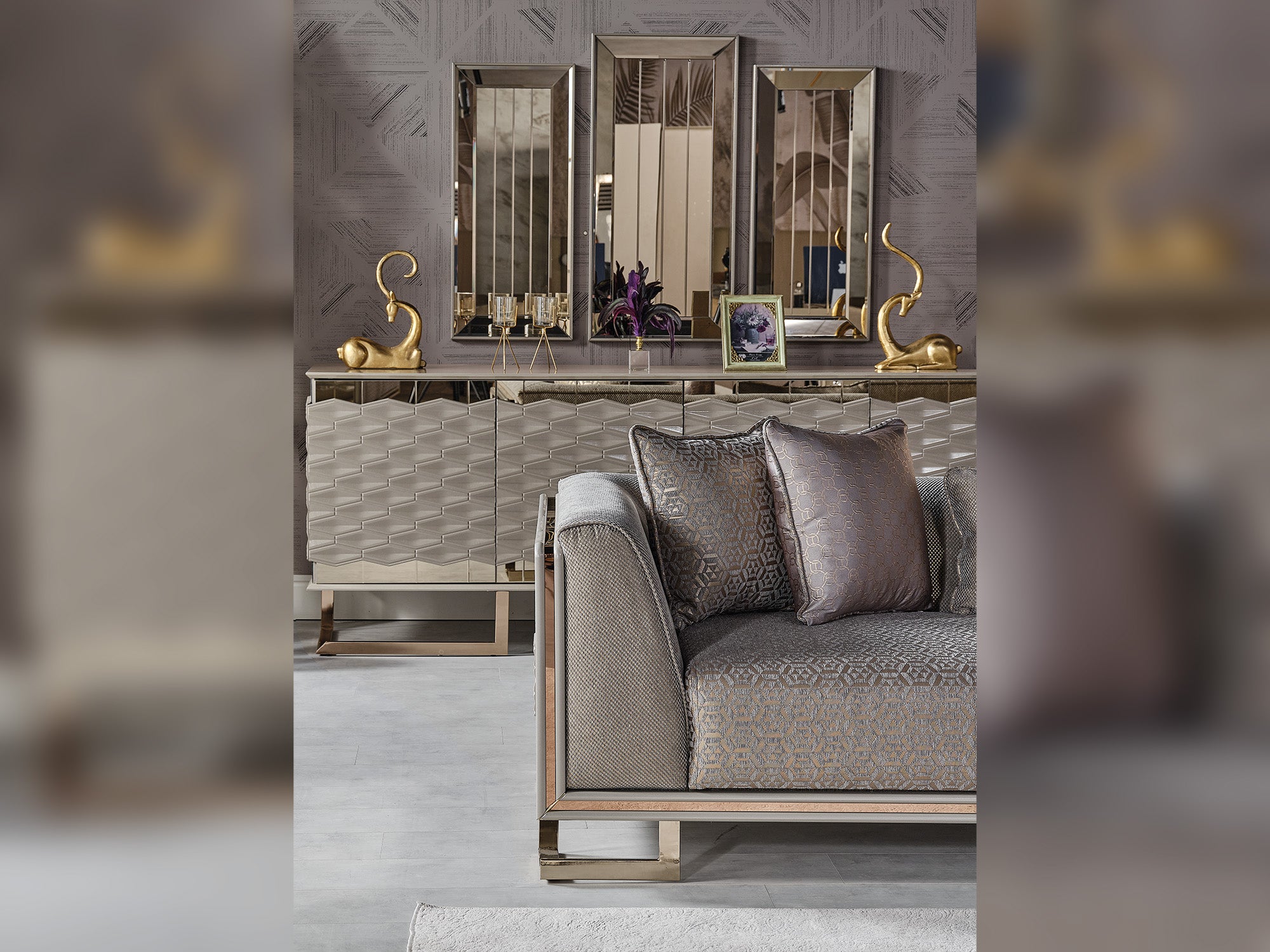 Gokce Stationary Sofa Grey