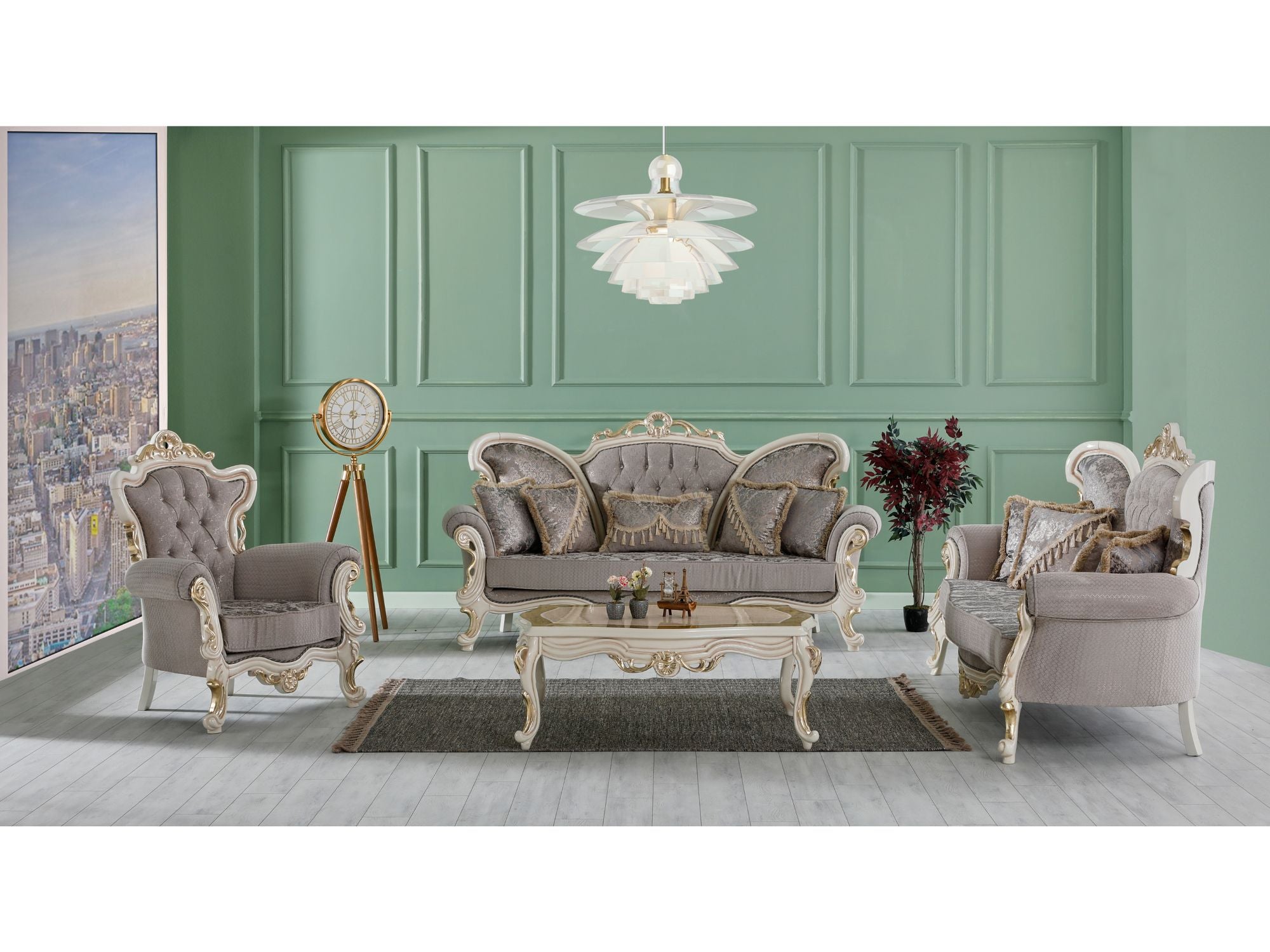 Kelebek Traditional Livingroom (2 Sofa & 2 Chair) Vizon