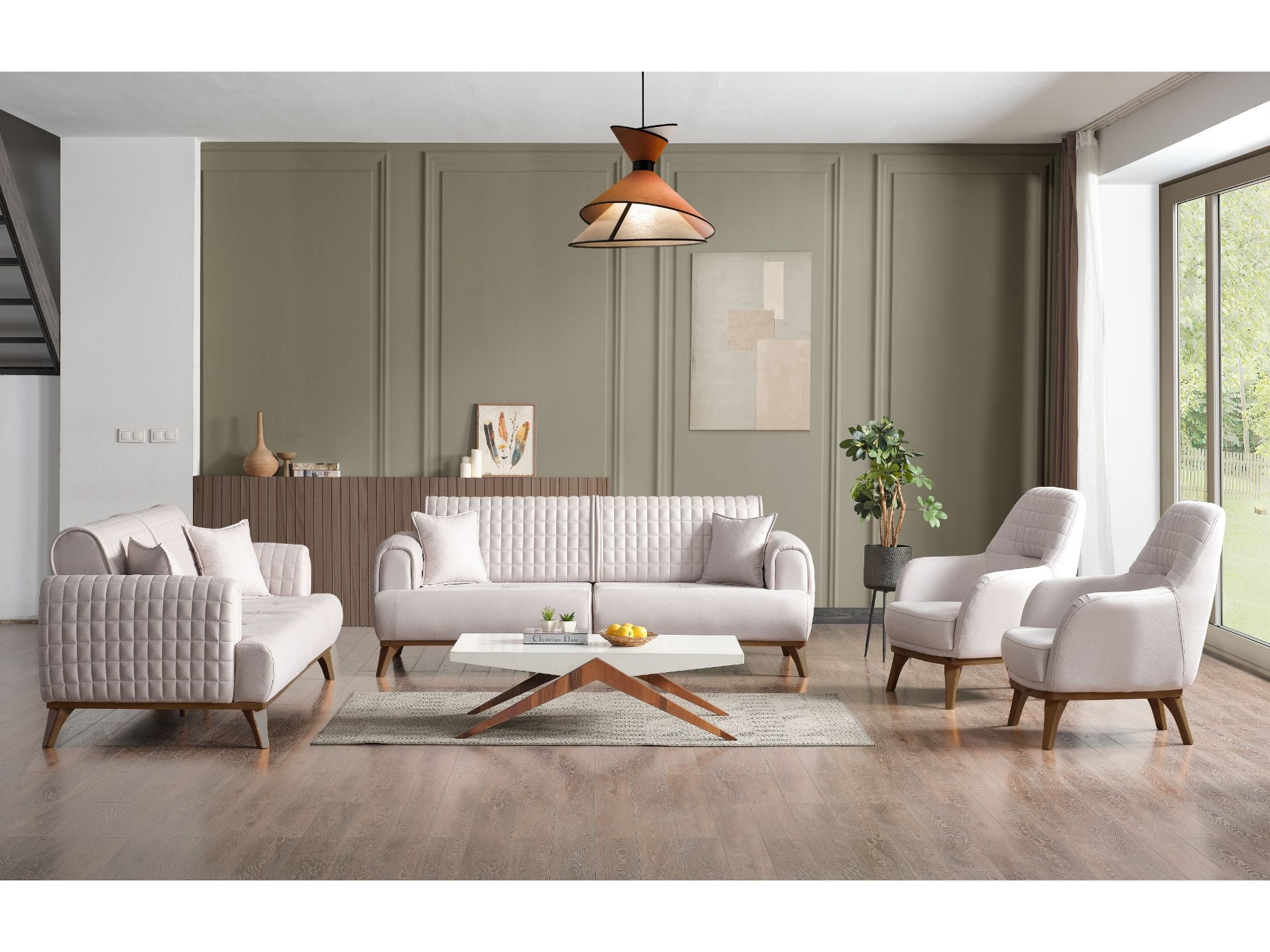 Hisar Convertible Livingroom (2 Sofa & 2 Chair) Grey