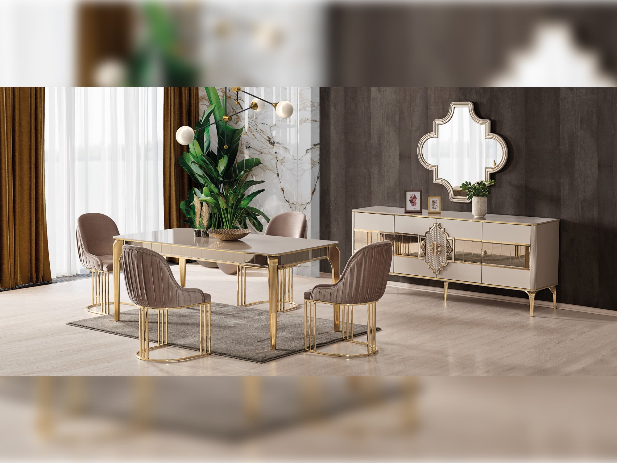 Istanbul Diningroom (Consol With Mirror & Dining Table & 6 Dining Chair)
