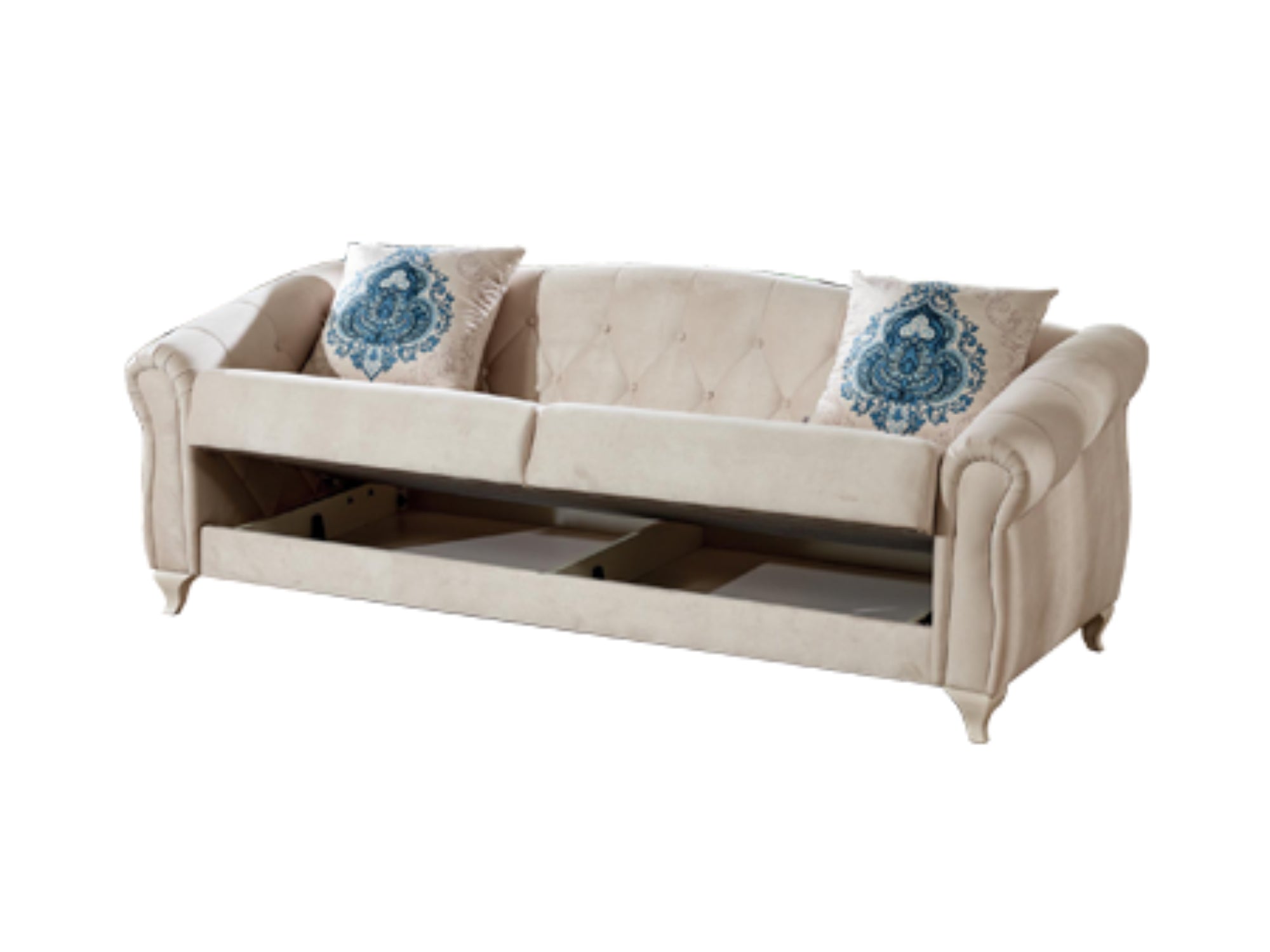 Melis Stationary Livingroom (2 Cream Sofa & 2 Blue Chair)