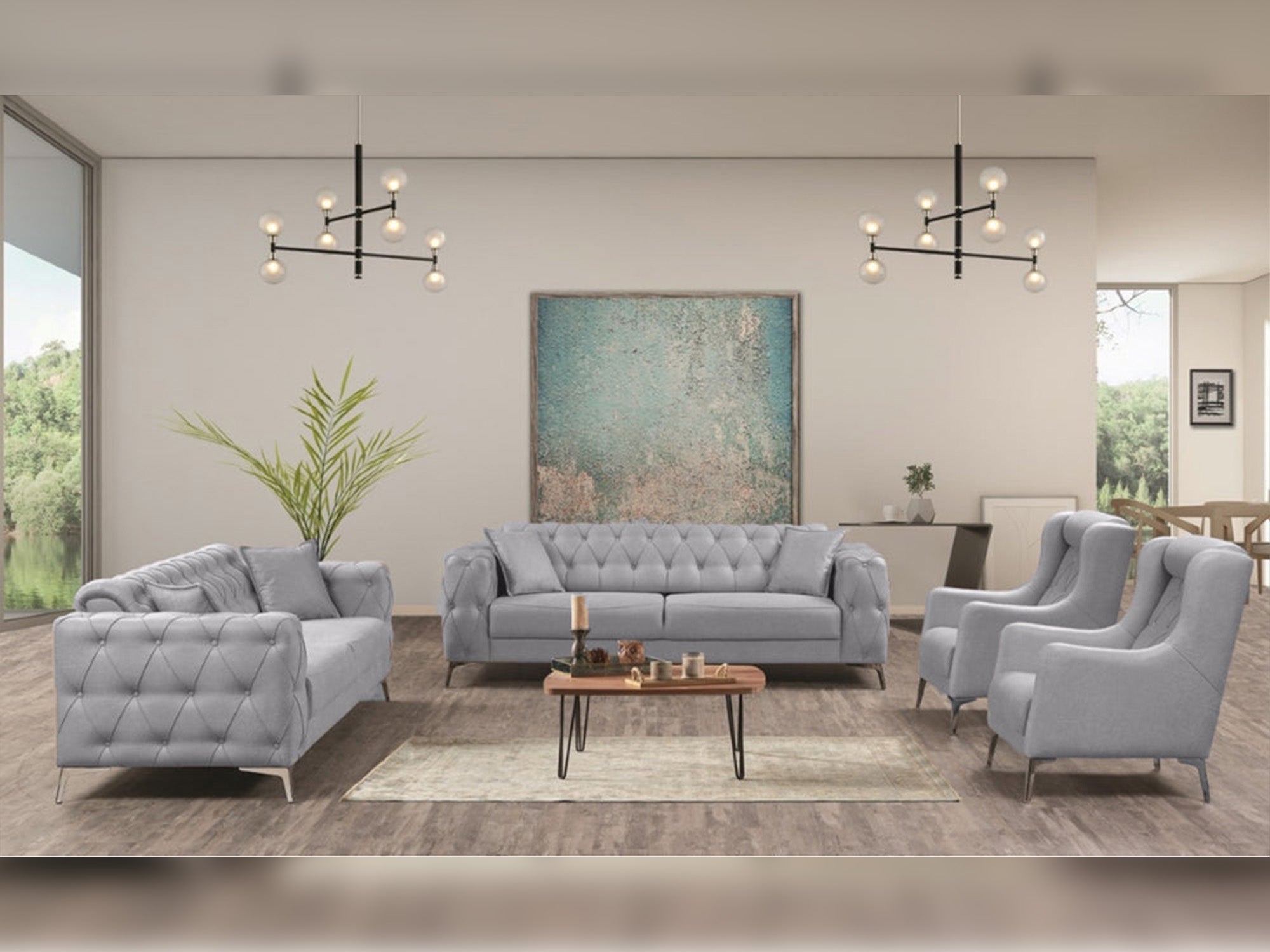 Joza 3-pieces (Sofa & Loveseat & Chair) Livingroom Set Grey