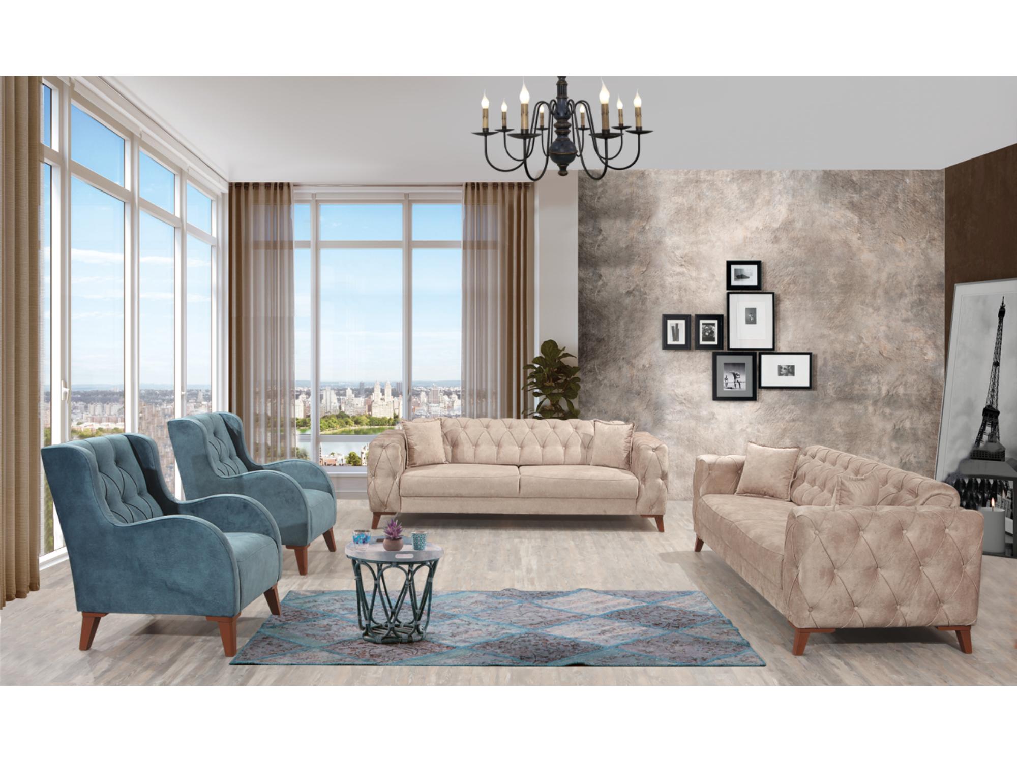 Joza Convertible livingroom (2 Sofa & 2 Chair) Beige