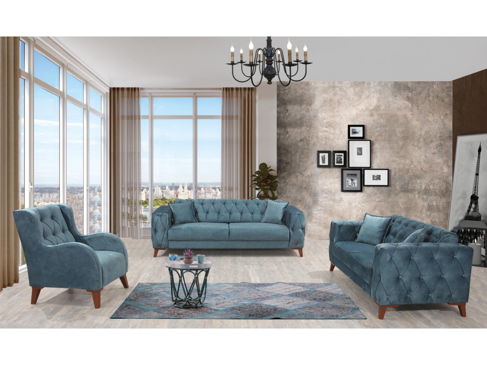 Joza Convertible Livingroom Loveseat Blue
