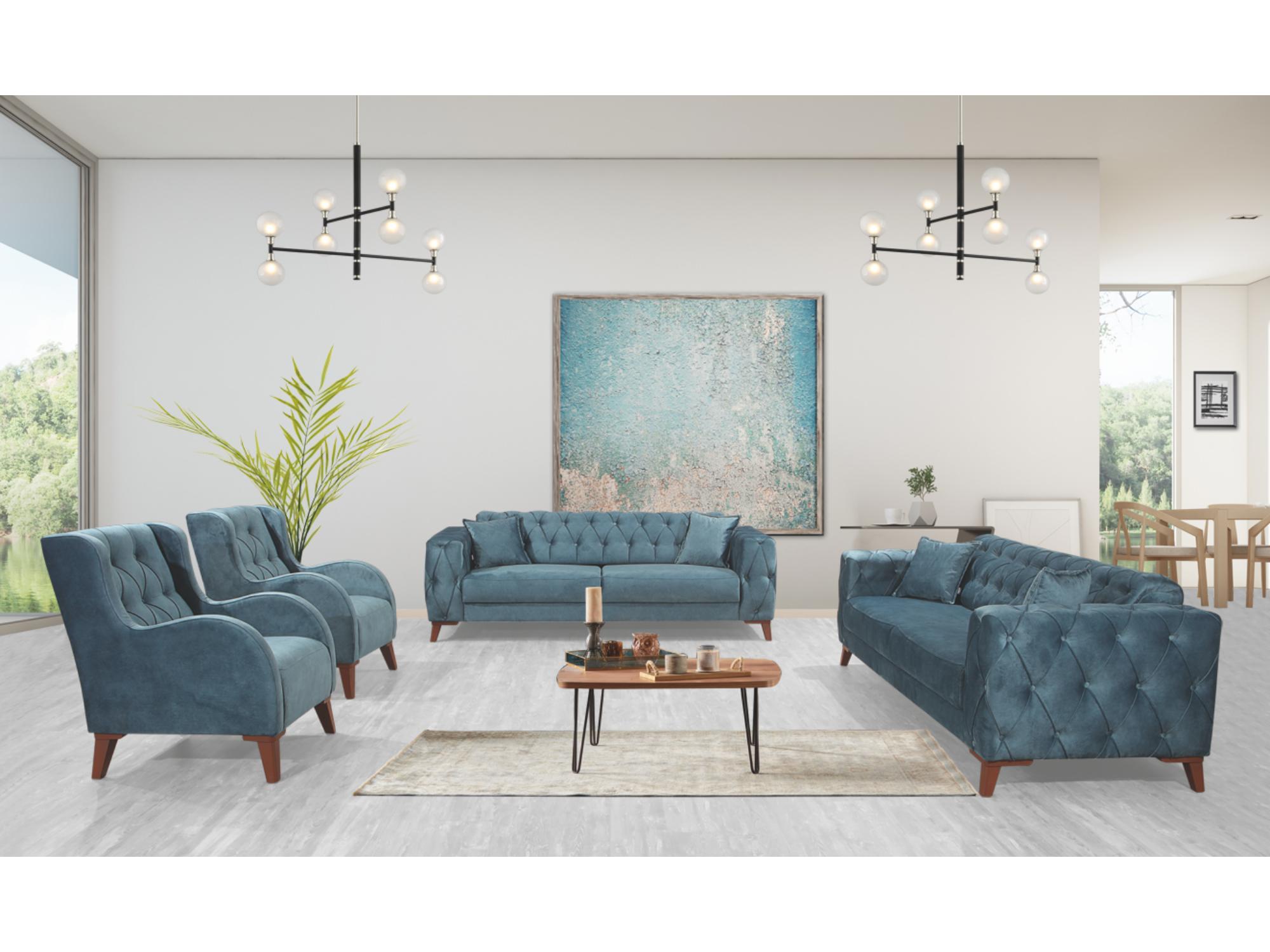 Joza Convertible Livingroom Loveseat Blue