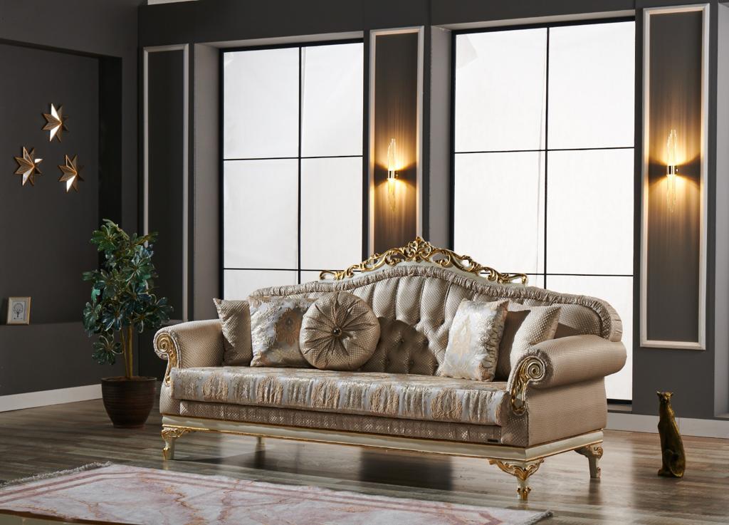 Kardelen Traditional Loveseat Cream